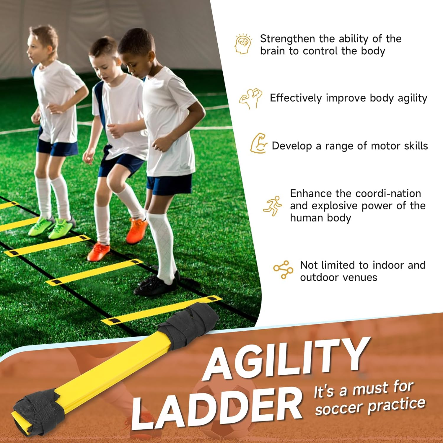 Agility Ladder 10/12 Rung Adjustable Speed Ladder, Speed Training Ladder Drill, Sports Workout Equipment for Football Soccer Footwork Exercise with Carrying Bag image number 6