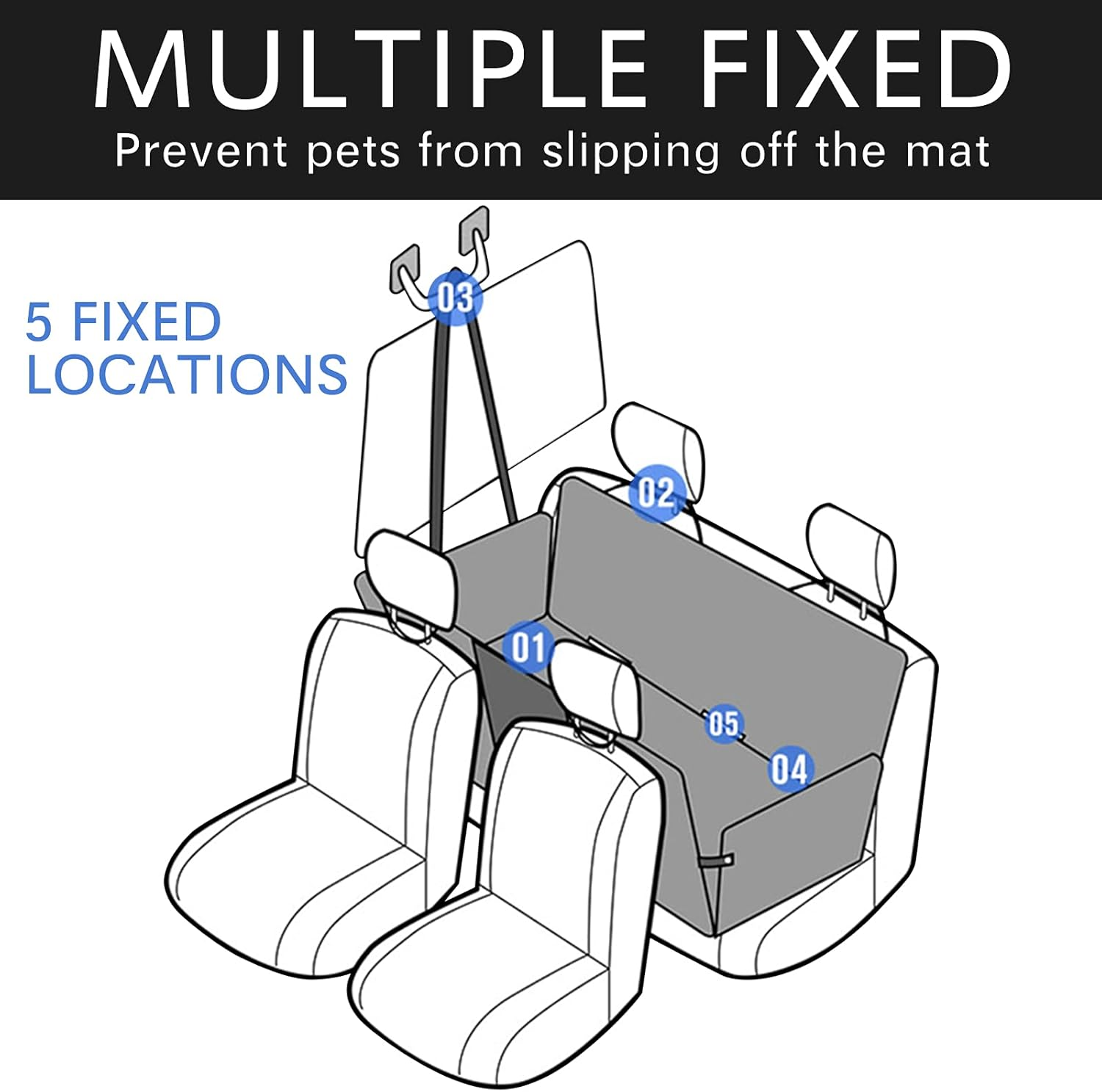 Dog Car Seat Cover for Back Seat, Waterproof Nonslip Pet Seat Protector for Cars, Suvs & Trucks with Mesh Window, Dog Hammock for Back Seat (Black) image number 2