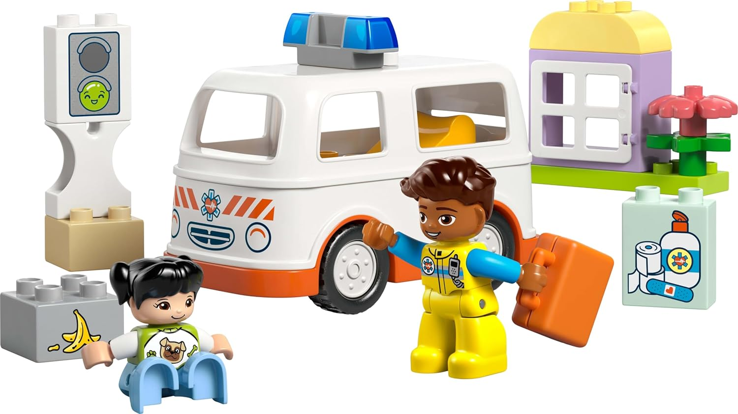 LEGO DUPLO Ambulance & Driver Kids' Toy with 2 Character Figures, Educational Montessori Toy for 2 plus Year Old Toddlers, Car Toy for Baby, Boys & Girls, Develops Fine Motor Skills 10447 image number 2