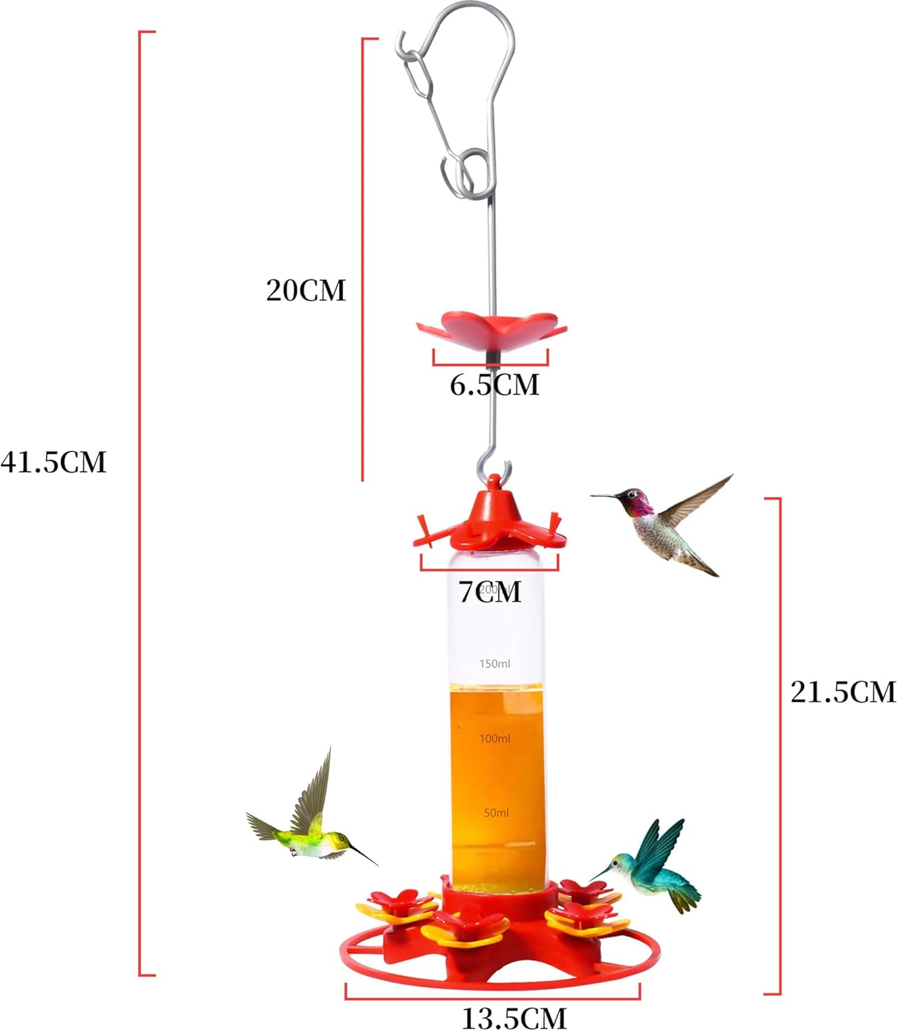Hummingbird Feeder 2 Pack, Leak Proof Hummingbird Feeders for Outdoors with Ant & Bee Proof and Removable 5 Cross Feeding Ports, Plastic Wide Mouth for Outdoors Hanging, Garden, Deck, Patio image number 4