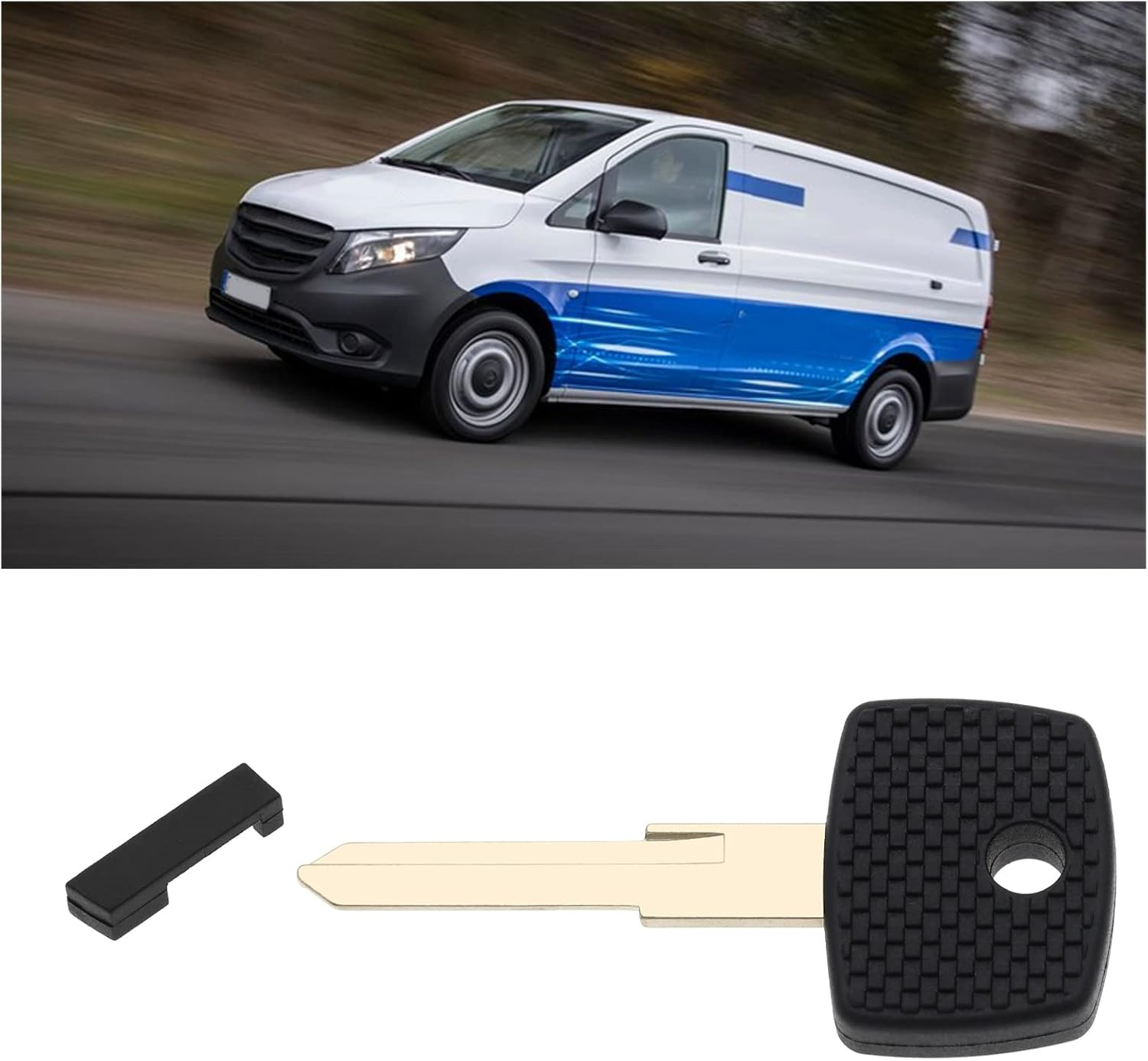 Emsea 2PCS Car Key Blank Compatible with Vito Sprinter Replacement Car Key Blade Uncut Key Automotive Interior Accessories Vehicle Parts