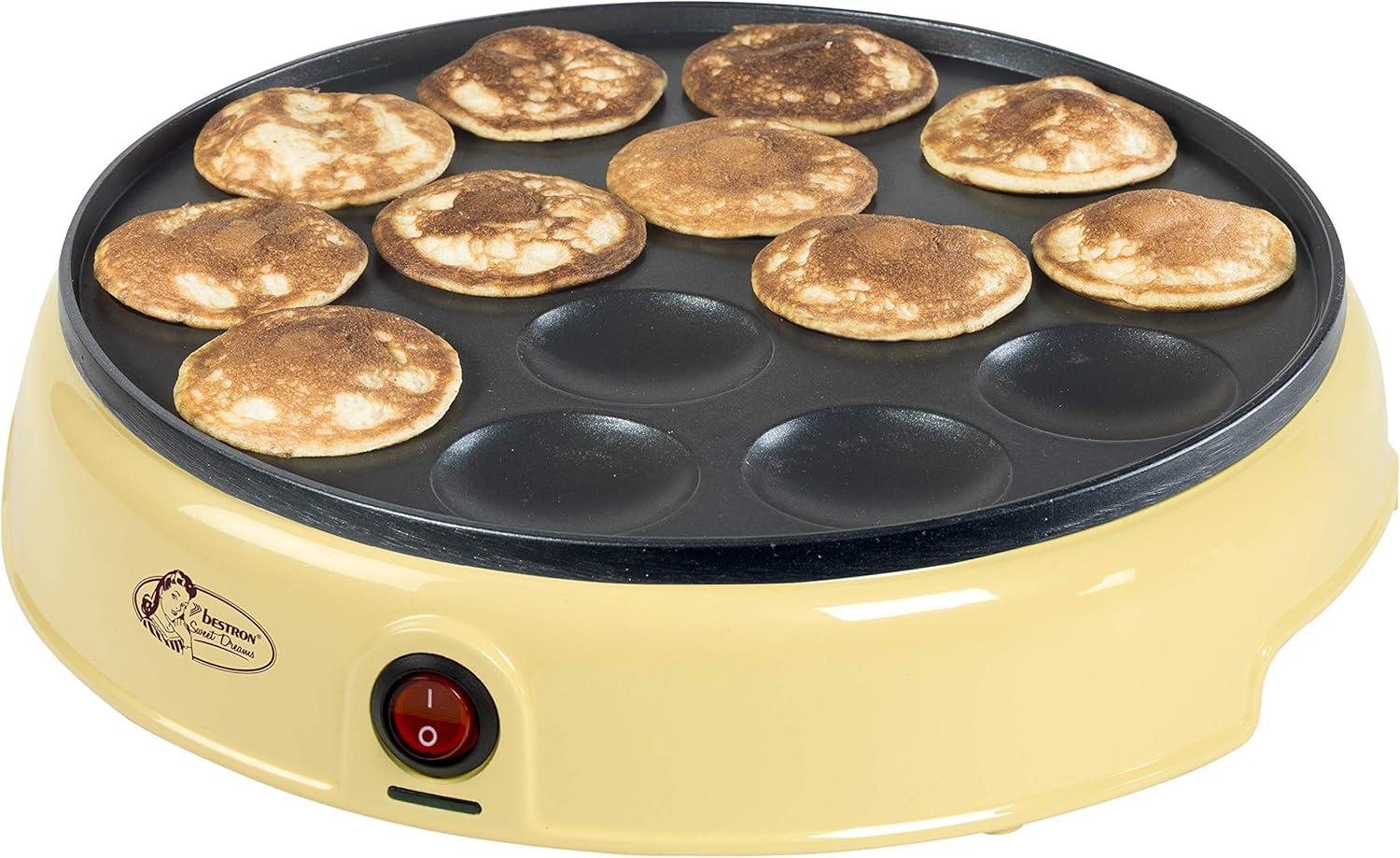 Bestron Poffertjes Retro Design Mini Pancake Maker with Non-Stick Coating Sweet Dreams 800 W Black