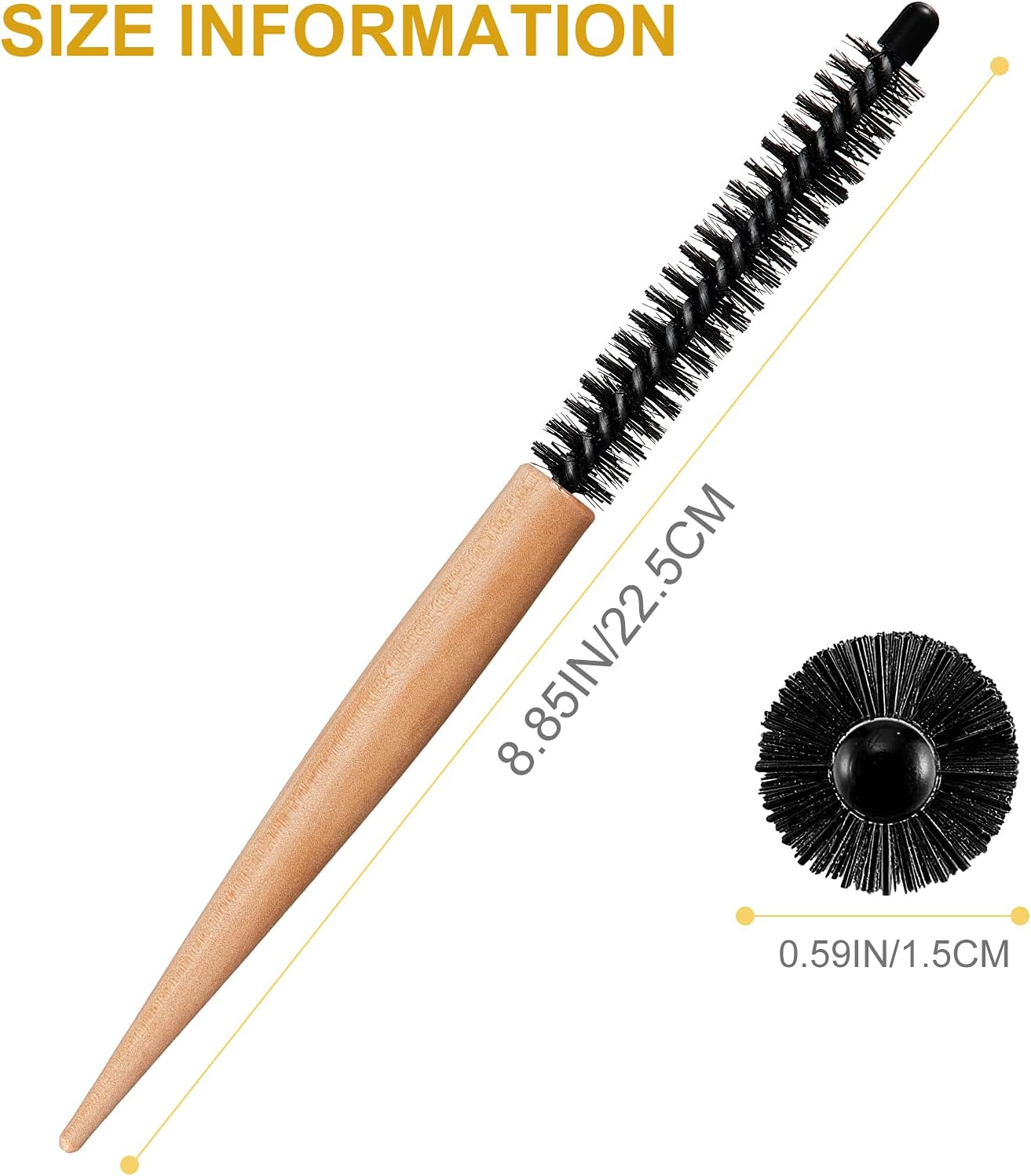 Mini Roller Quiff Brush for Hair Styling - round Comb for Thin Short Hair, Bangs, Beard Lifting and Curling(10 Inch) image number 6