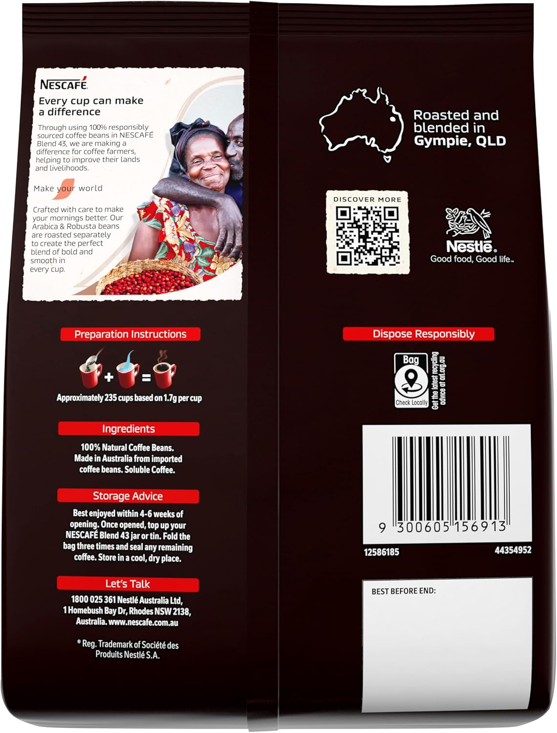 NESCAF&Eacute; Blend 43 Instant Coffee Refill 400 G image number 1