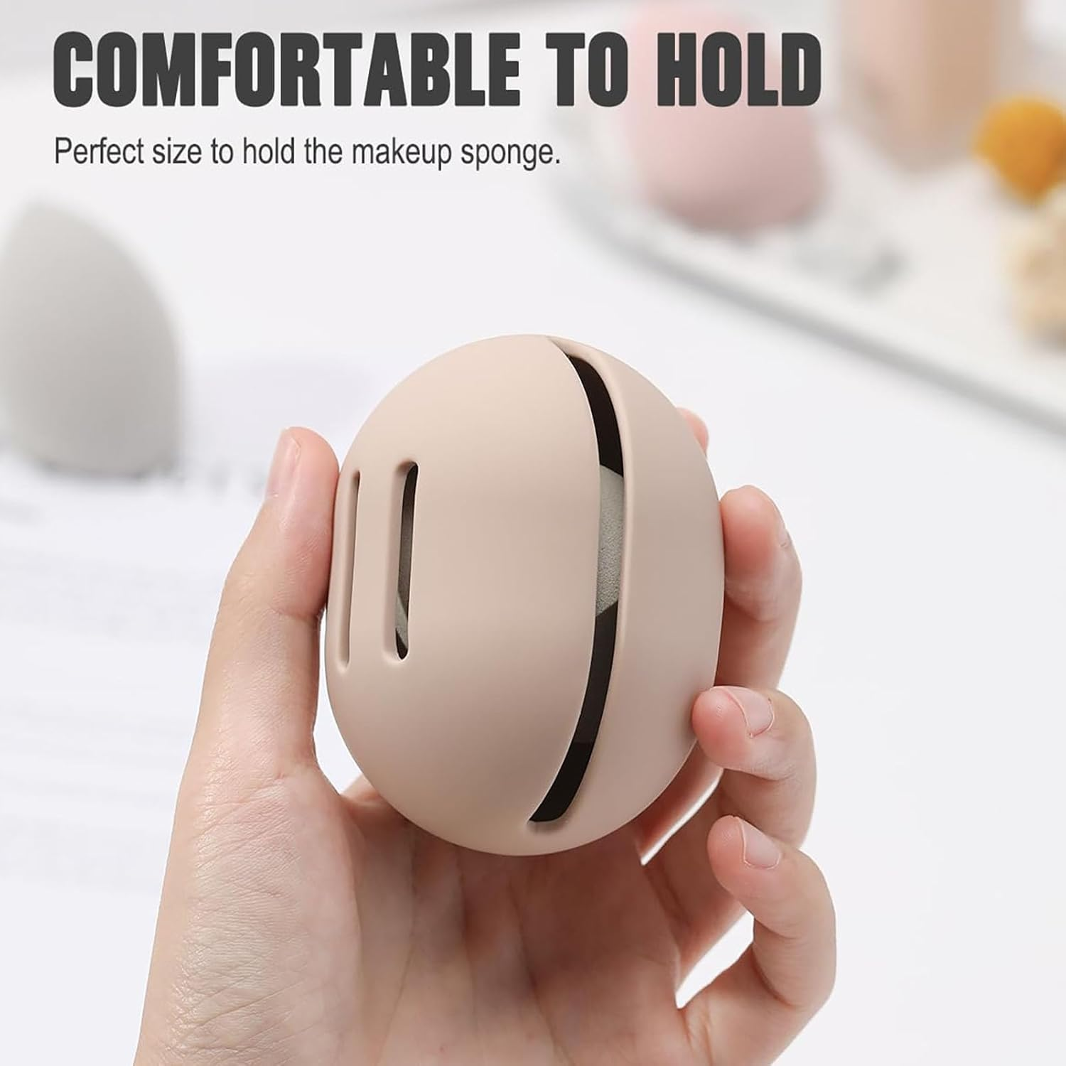 SYGELER Silicone Makeup Sponge Holder &ndash;Beauty Blender Travel Case, Washable Silicone Cosmetic Sponge Drying Box（Brown image number 3
