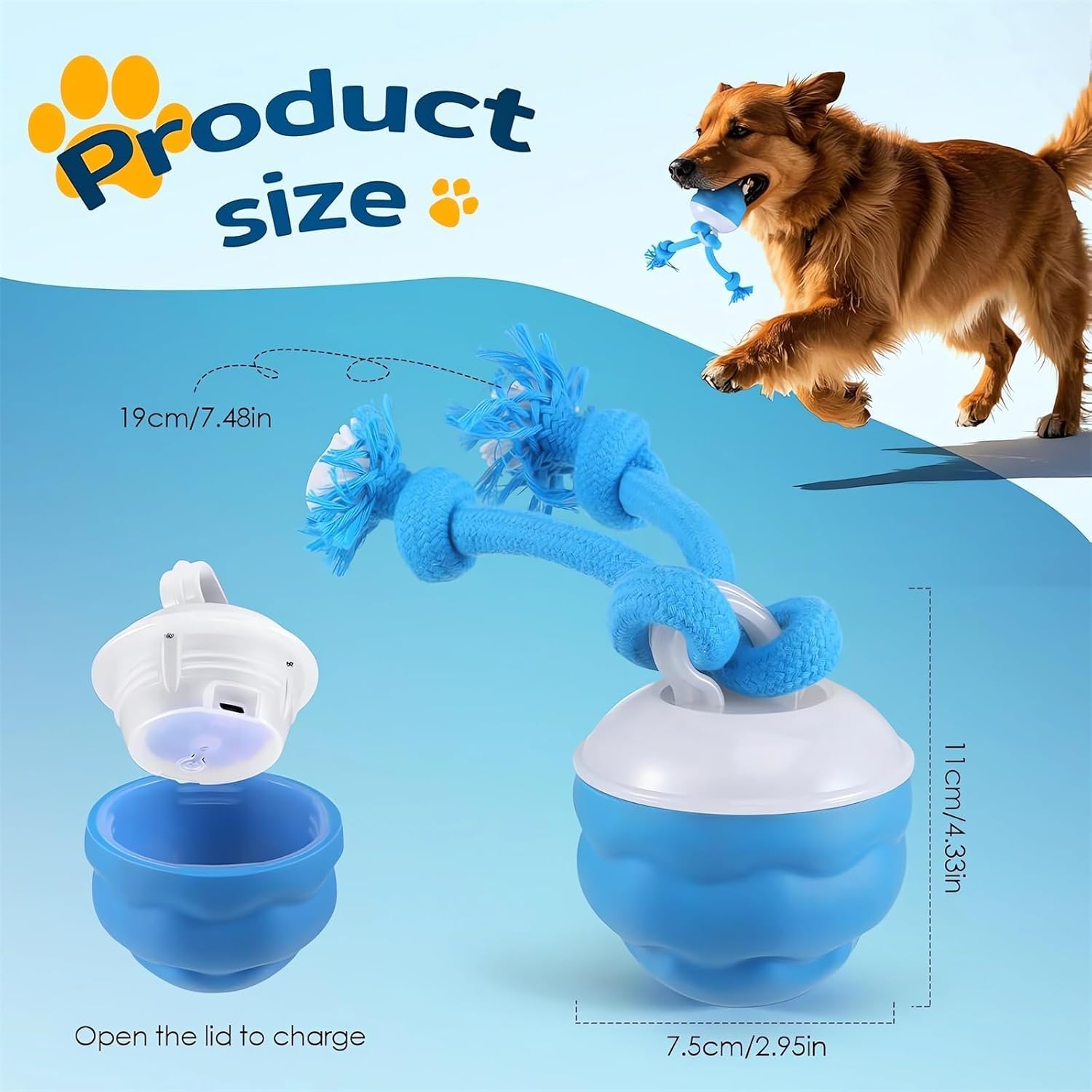 Interactive Dog Ball Toy - Automatic Moving Dog Ball with 3 Modes, Rechargeable Durable Chew Toy for Small Medium Dogs, Indoor Outdoor Interactive Pet Toy image number 6