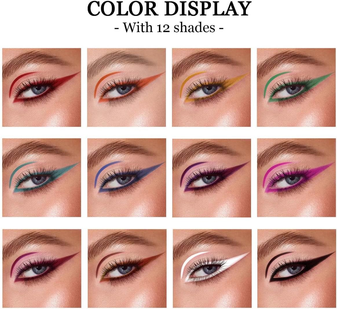 12 Colours Matte Liquid Eyeliner Set, Pigmented Eyeliner Pencil, Durable, Waterproof Eyeliner, Festival Makeup Kit for Women image number 3