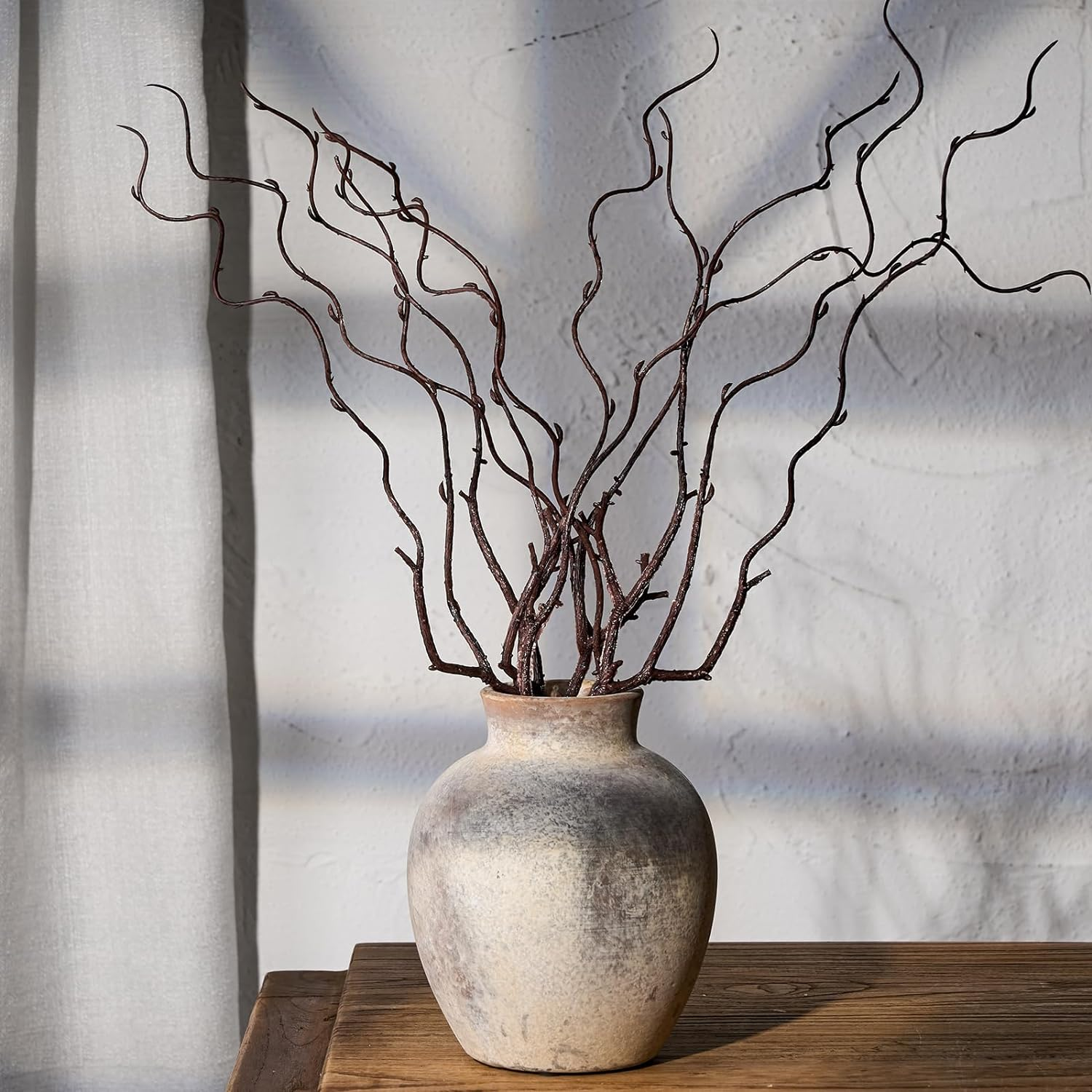 SIDUCAL Ceramic Decorative Flower Vase | 6 Inch Pottery Rustic Farmhouse Vase | Boho Vase for Home Decor | Whitewashed Terracotta Vase for Table, Living Room, Bathroom, Shelf, Mantel Decoration - 443-Bronze image number 2