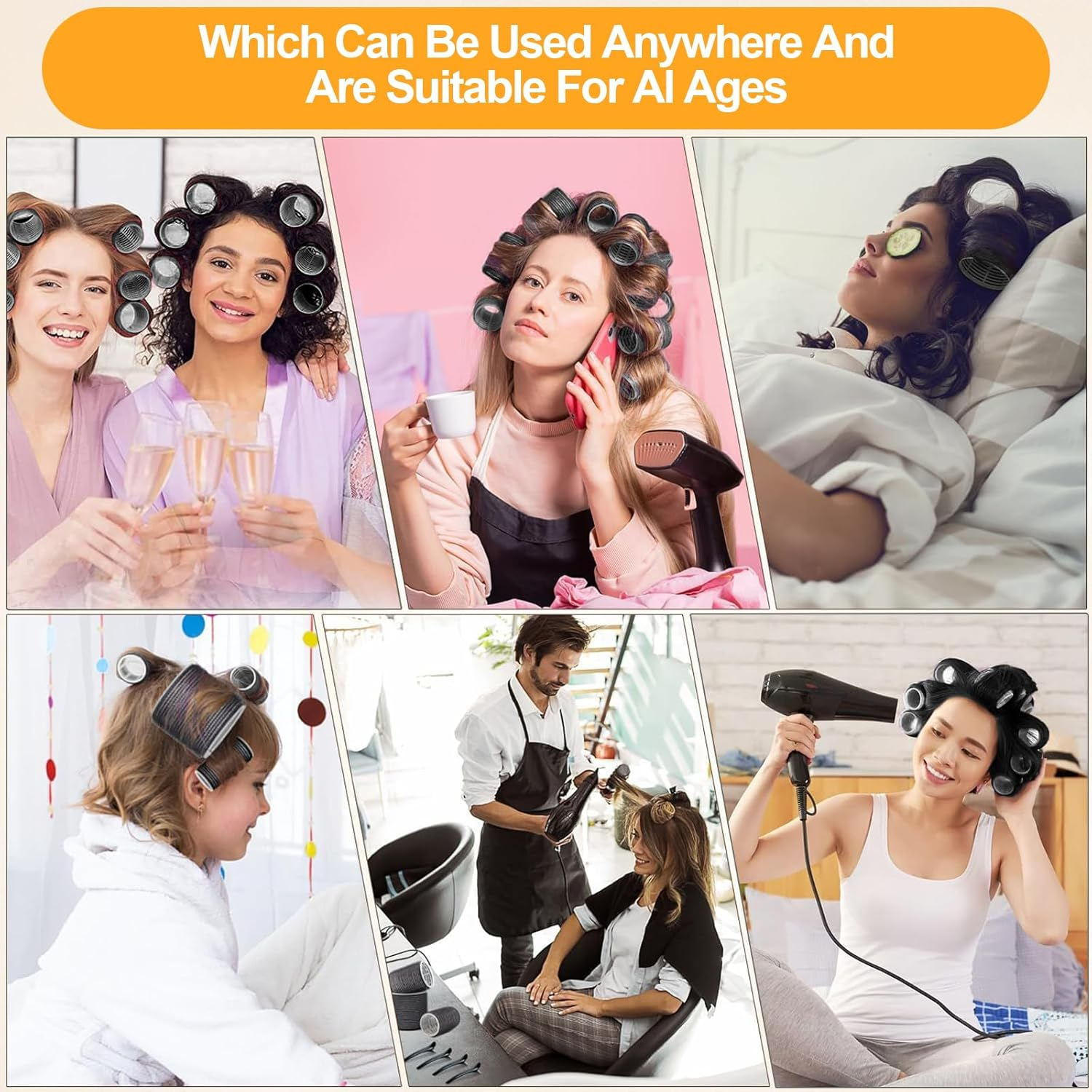 DGBAY Hair Roller Curler Set with Clips - 28PCS, 4 Sizes (64M, 48Mm, 36Mm, 25Mm), No Heat, Suitable for Long, Medium, Short Hair - Salon & Home Use DGHS163_28P image number 6