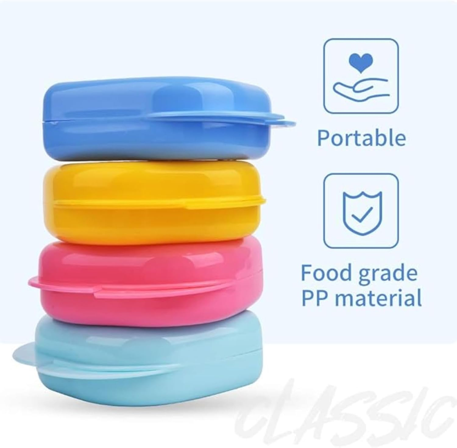 Portable Retainer Case 7.7X8X2.5Cm with Vent Holes, Slim Holder for Invisible Aligners, Mouth Guards & Orthodontic Appliances, Travel Essential, White & Pink image number 3