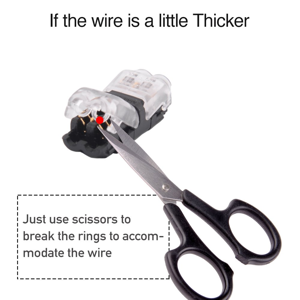 Electric Connectors - Pack of 12 Quick Splice Wire Connector I Type 2 Pindual Way Straight Connection for Any Equipments 18/20/22 AWG image number 6