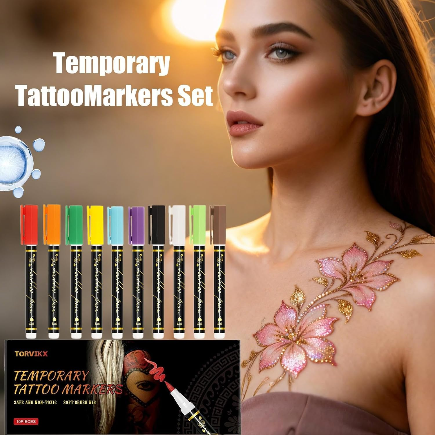 Body Marker,10 Colors Skin-Friendly Face Paint,High-Definition Skin Markers - for Kids Adults Birthday Party Cosplay Festival Makeup Role-Playing Gathering