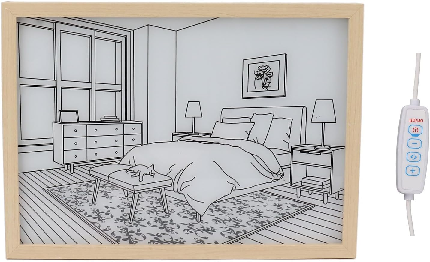 Tbest Hangings Large Threecolor Light Painting Luminous Room Living Room Decoration Painting Bedside Painting Night Light (#4)