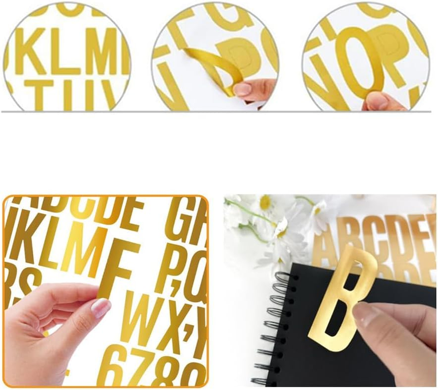 Wanfoou Gold Letter Stickers, 10 Sheets, Self-Adhesive, Classic Style, Alphabet & Number Stickers for DIY Crafts, Greeting Cards, Wedding Invitations, Etc. image number 3
