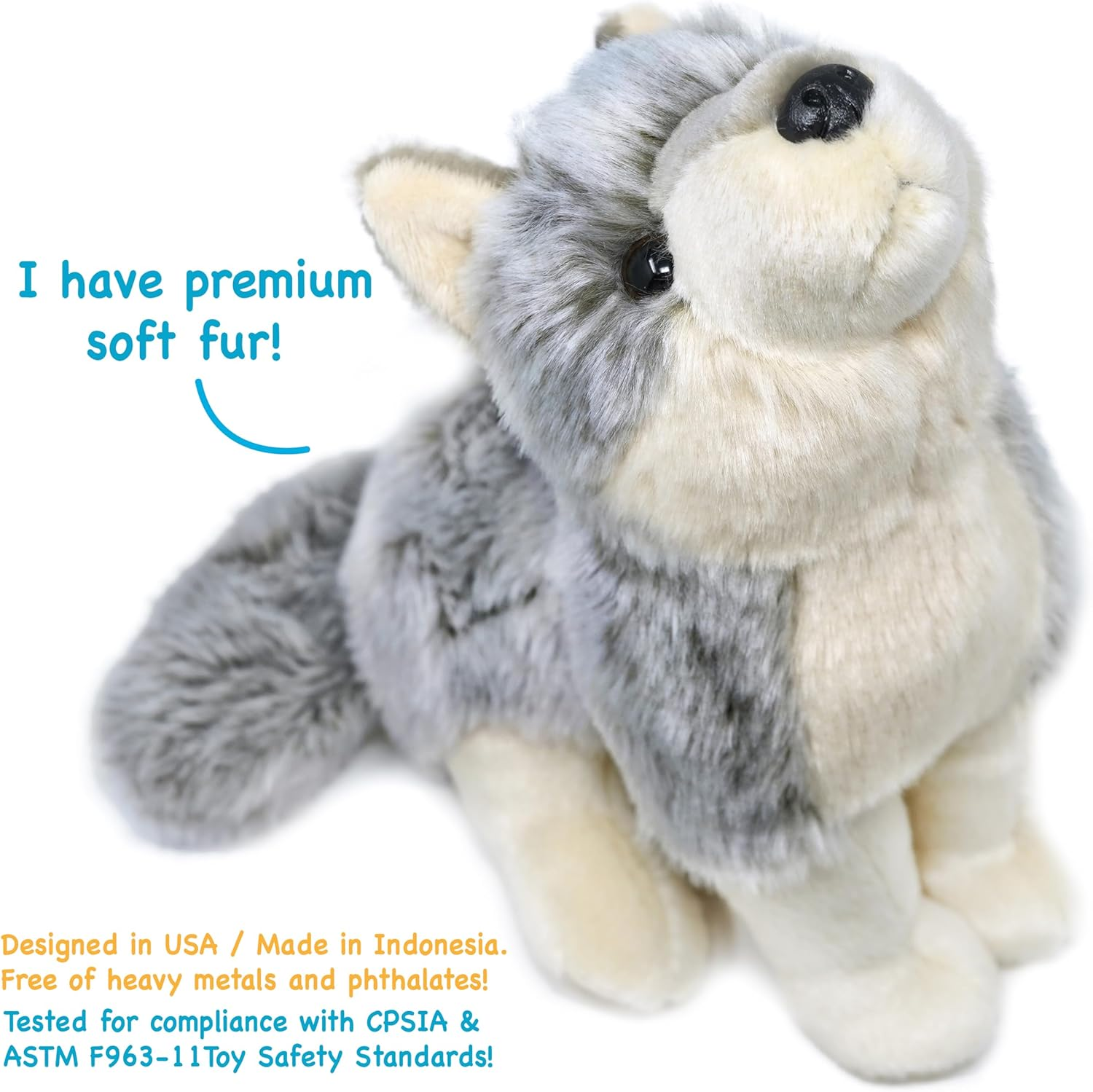 Tigerhart Wolcott the Wolf - 11 Inch Stuffed Animal Plush image number 4