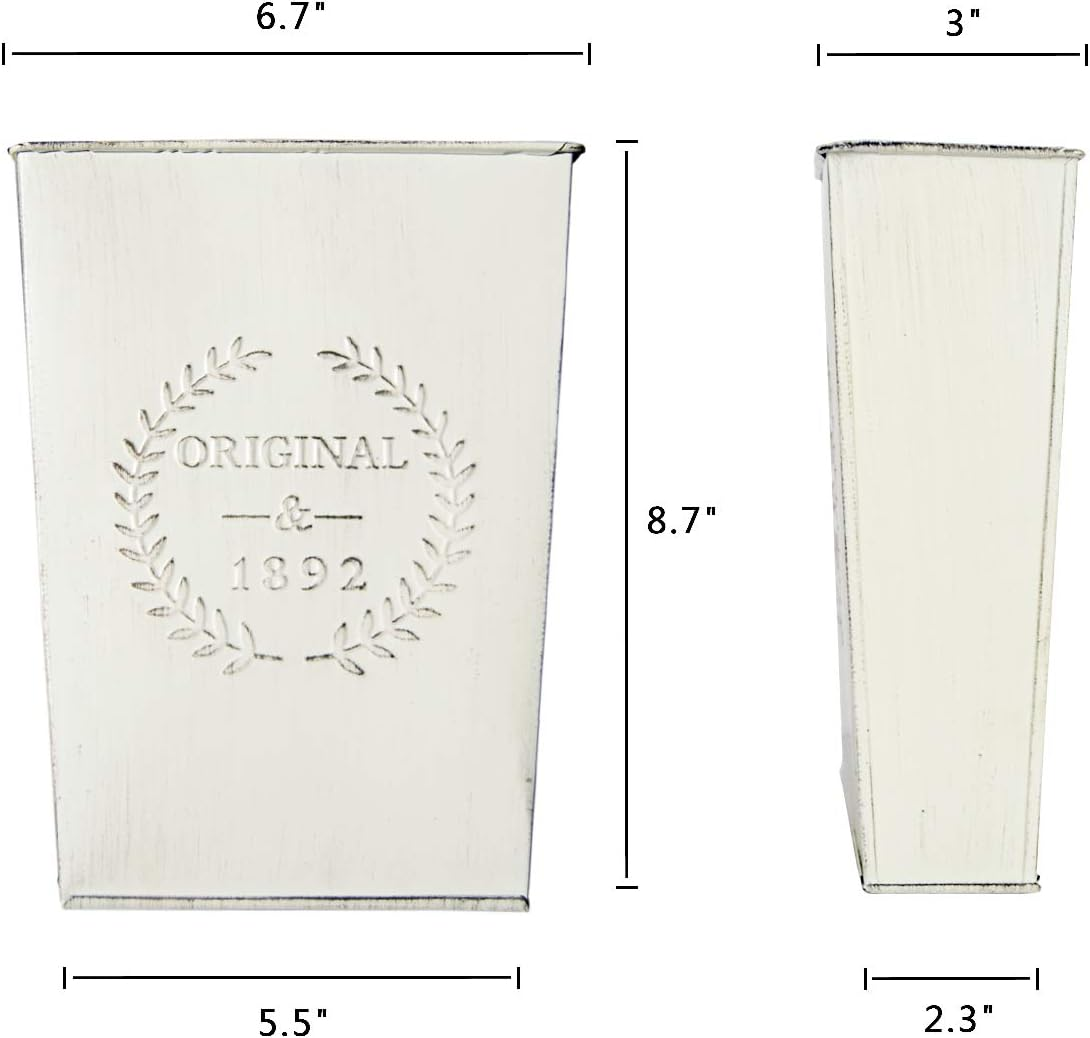 LESEN Set of 2 Farmhouse Metal Wall Planter,Rustic Wall Decor Country Hanging Wall Vase Box for Plants Flower Home Decoration image number 3