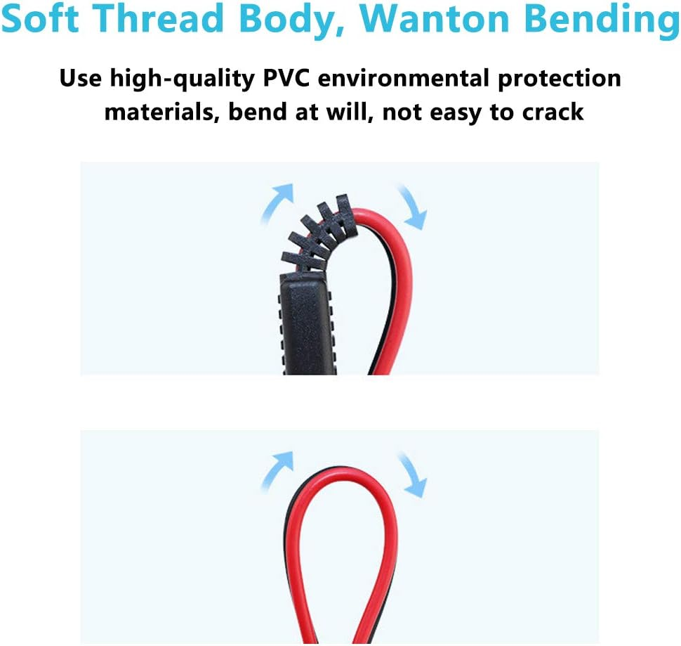 2 Pack 12V Fused Cigarette Lighter Male Plug with Leads & LED Light, 16AWG Car Replacement Heavy Duty Male 15A Fused Cigarette Lighter Socket Cord image number 4