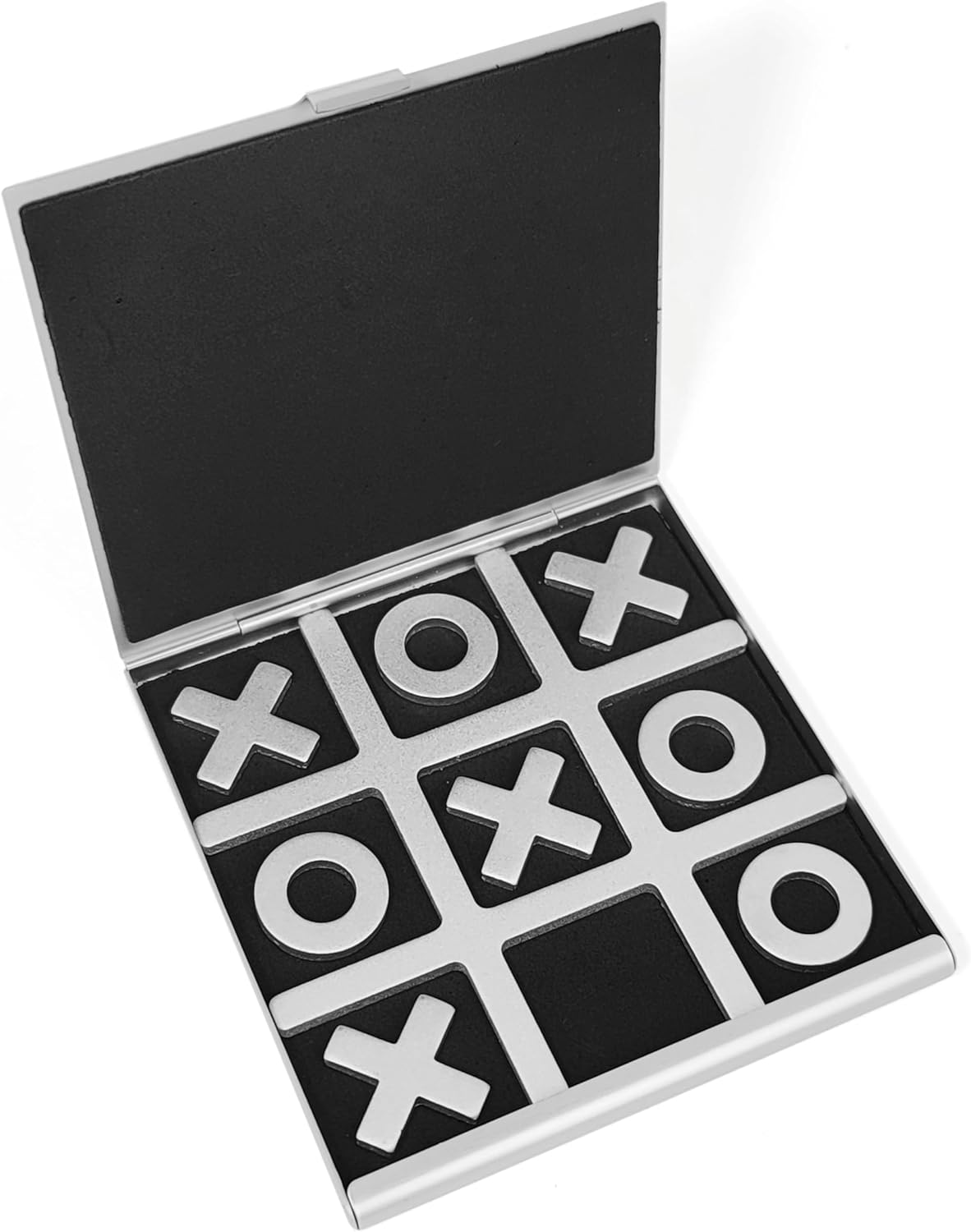 Portable Pocket Tic-Tac-Toe Set, Metal Foldable Travel Mini Cross Circle Light Weight Family Game image number 1