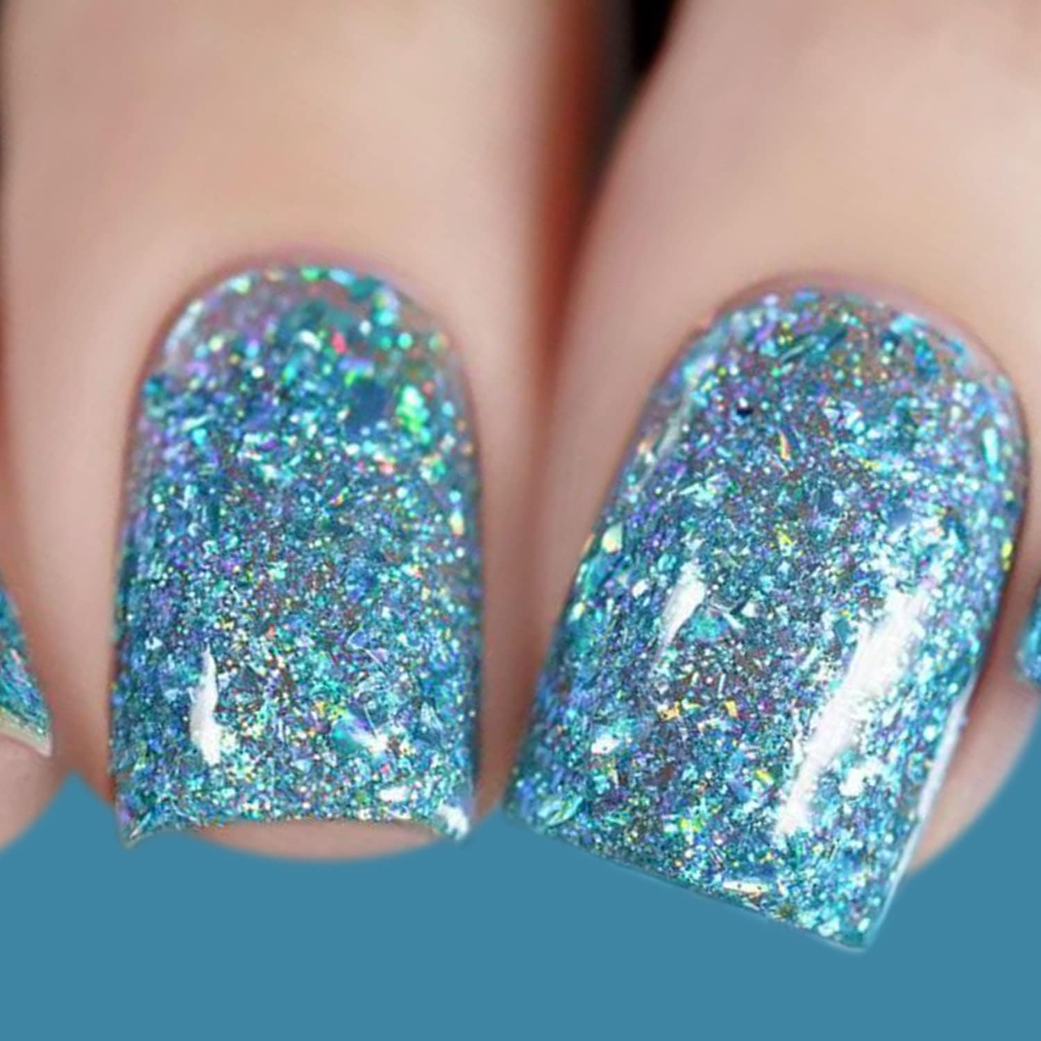 Vishine Glitter Gel Nail Polish Diamond Blue Sparkly Holographic Iridescent Gel Polish Soak off LED UV Curing Required High Pigment Gel for Home Salon Manicure Nail Art 16Ml M180