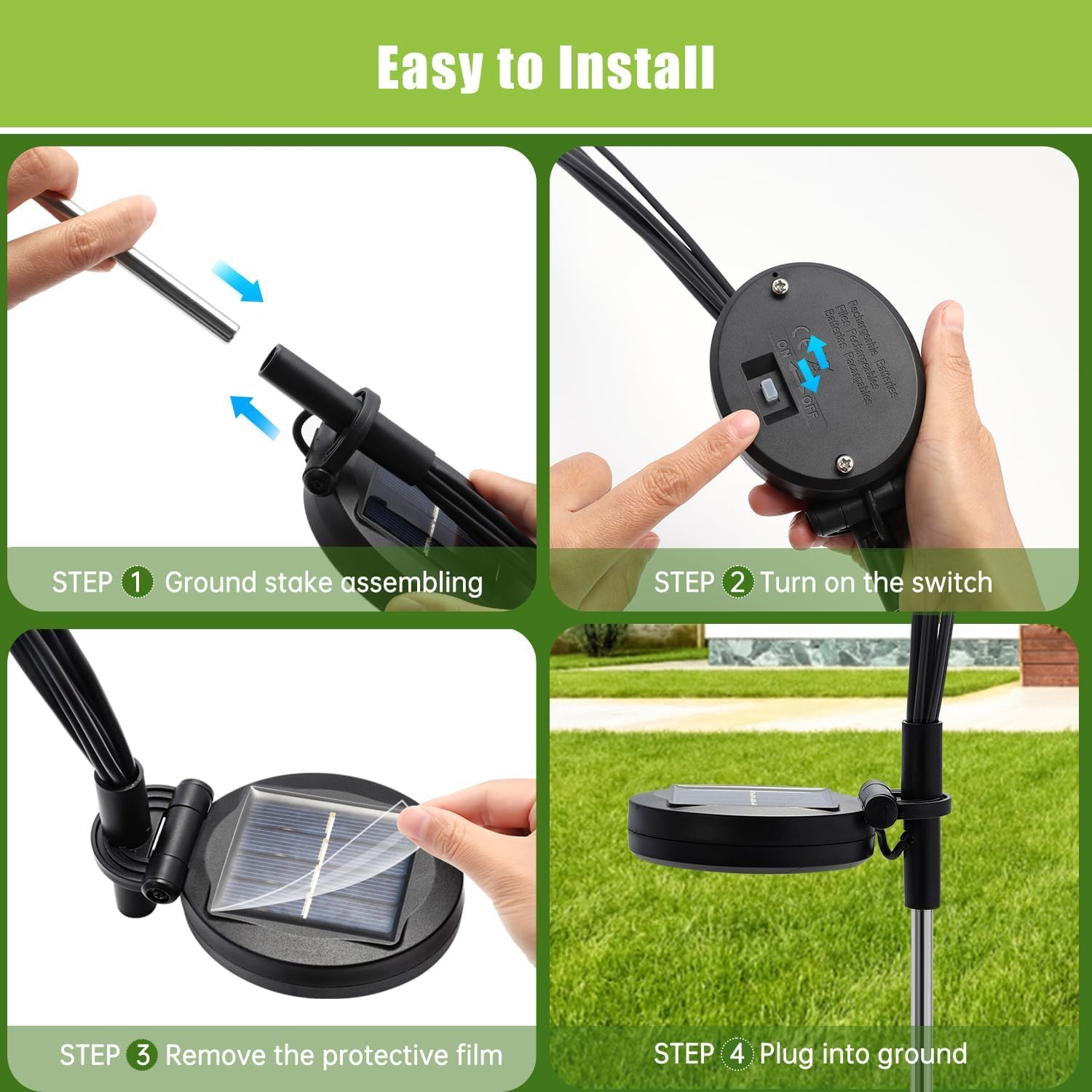 Solar Garden Lights Outdoor Waterproof, 4 Pack 40 LED Swaying Light Firefly Light Outdoor Decor Lights for Garden Gifts for Pathway Party Christmas Decoration, Warm White image number 5