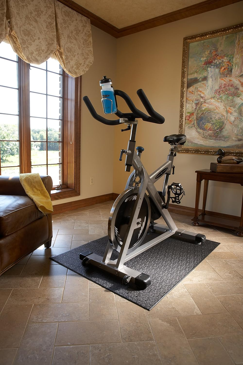 Supermats High Density Commercial Grade Solid Equipment Mat 27GS Made in U.S.A. for Indoor Cycles Exercise Bikes and Steppers (3 Feet X 4 Feet) (36-Inch X 48-Inch) (91.44 Cm X 121.92 Cm), Black image number 1