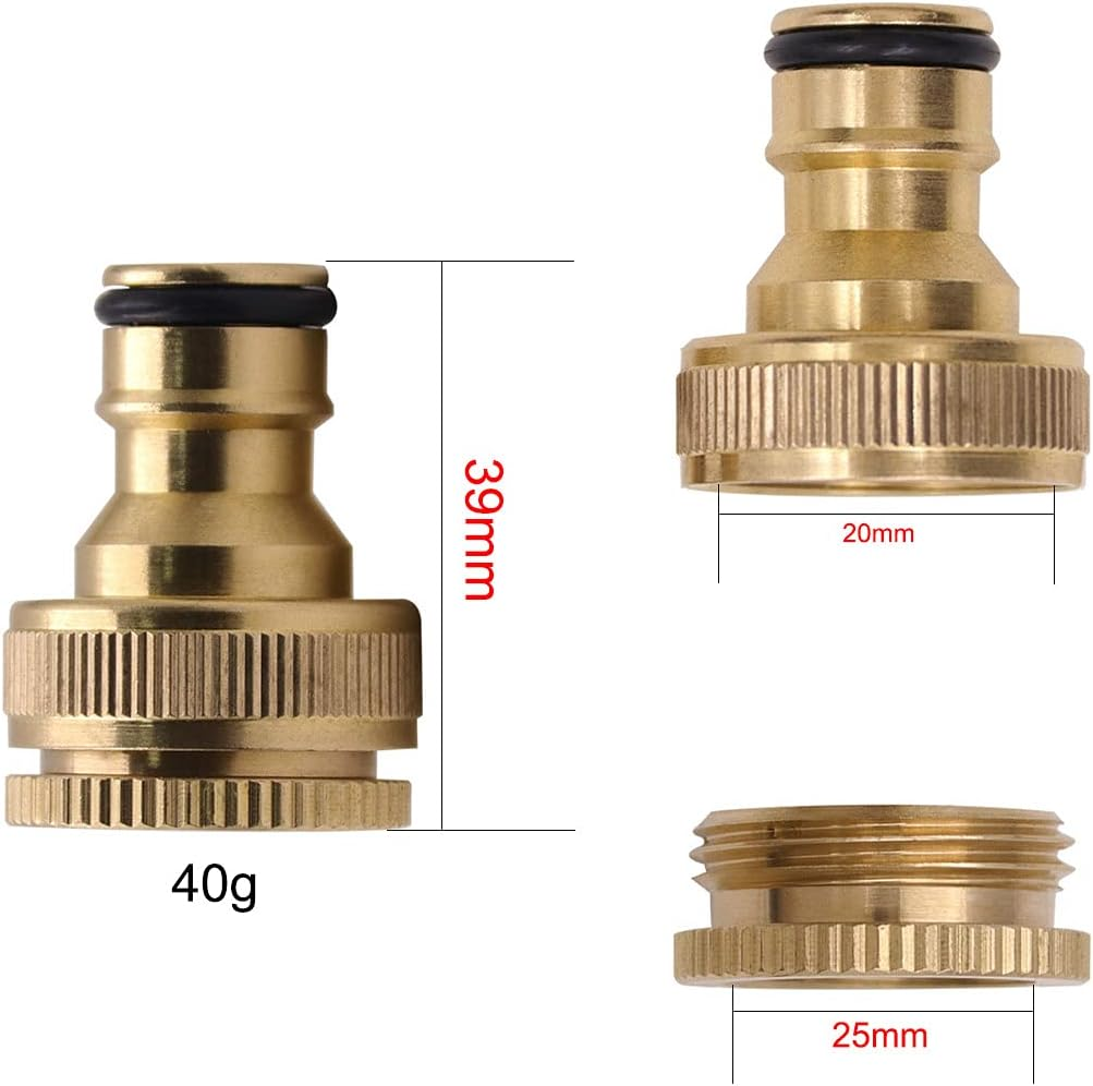 Brass 2-In-1 Outdoor Tap Connector Kit with 3/4 & 1/2 Inch Female Threaded Adapter, Quick Hose Pipe Fittings for Garden Tube (3 Pack) - 1/2  3/4 Inch 2-In-1 Female Thread (3 Pack) image number 4