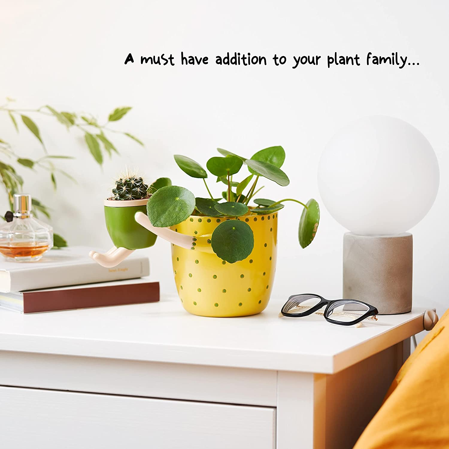 VIRTUNE Adorable Indoor Plant Pots. 5" Flower Pot & 2" Small Succulent Pot with Drainage. Indoor Planters, Small Plant Pots Indoor, Cute Pots for Indoor Plants, Succulent Planter (Light Yellow) image number 7