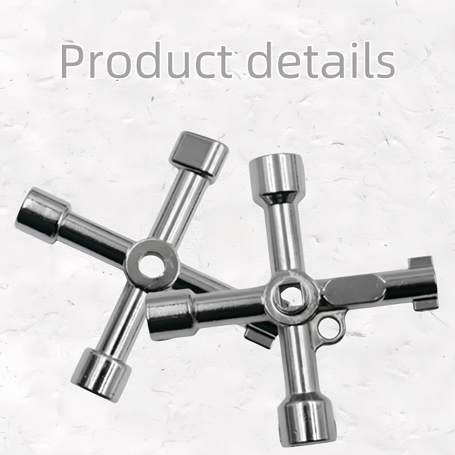 Shoyisenka 3 Pieces of 4-Hole Universal Cross Key - Multi-Function Pipe Wrench, Gas Meter Electric Cabinet Key, Silver Valve Tool. image number 6
