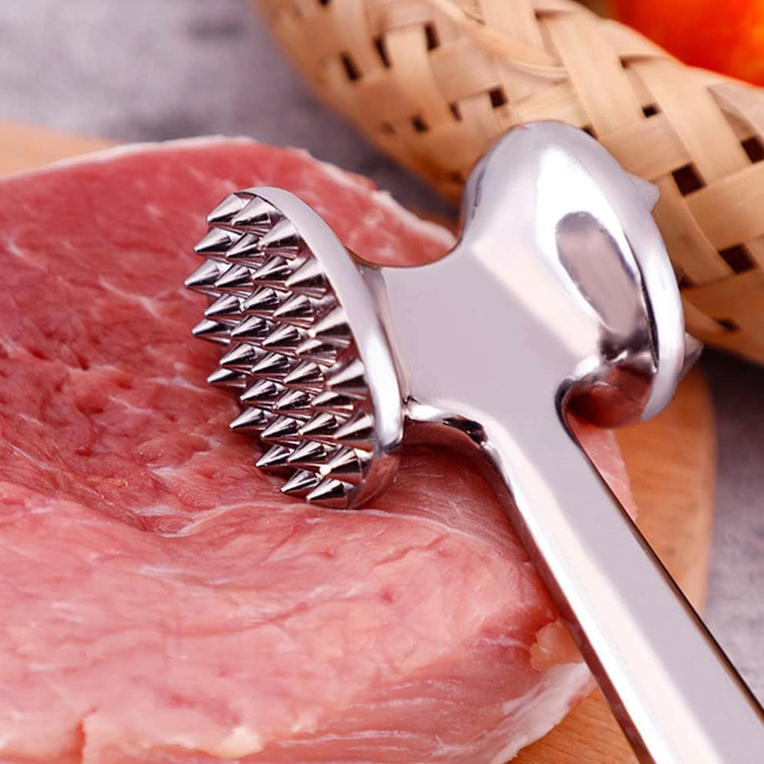 Meat Tenderizer, Dual Sided Nails Meat Mallet, Meat Hammer for Tenderizing and Pounding Steak,Chicken, Fish,Beef,Poultry,Meat Pounder with Rubber Comfort Grip Handle image number 5