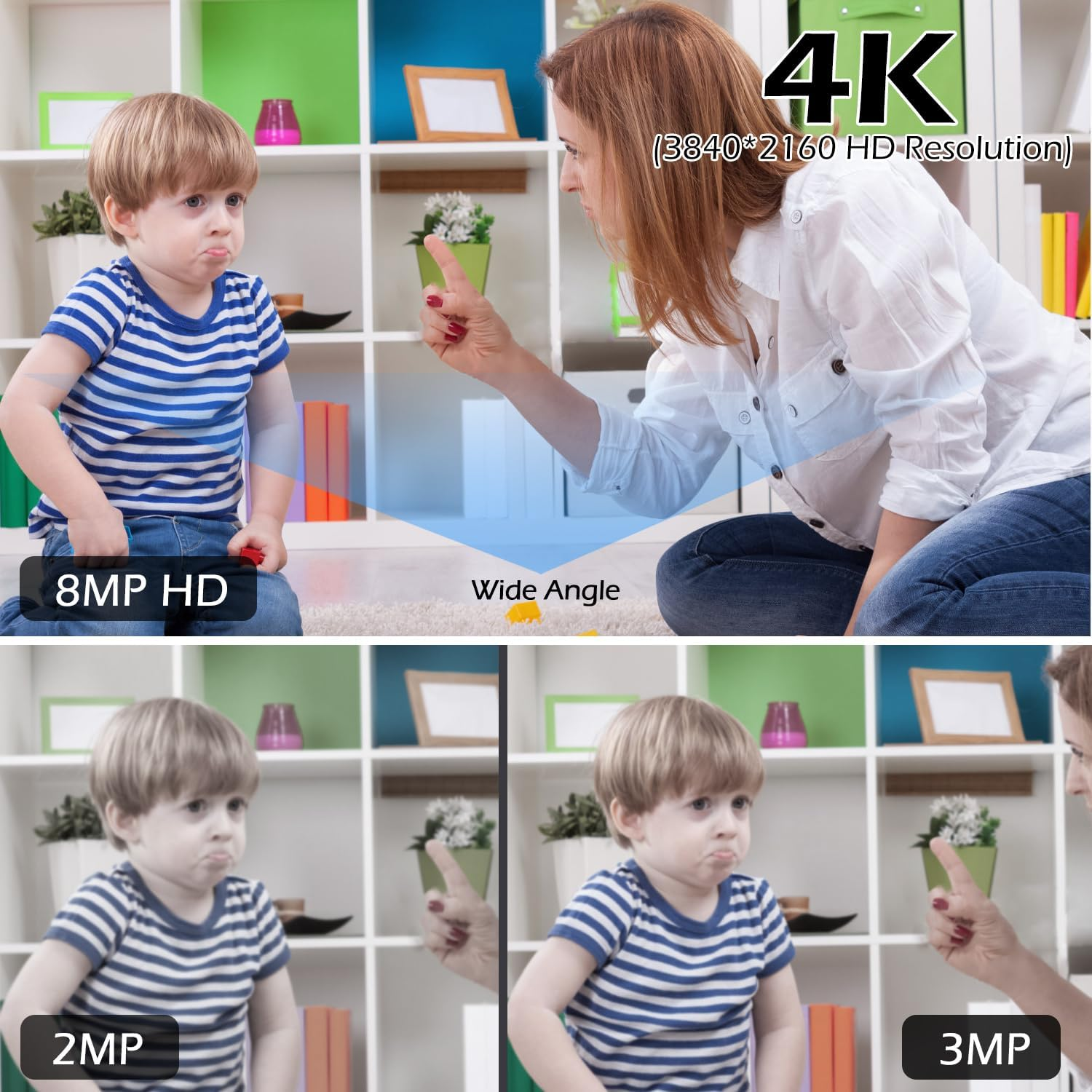 4K Security Audio Dome Camera 8MP (2160P) Smart Dual Light Poe Turret AI Human Detection 2.8Mm 106&deg; Wide Angle Lens Color Night Vision Built-In Mic IP67 Waterproof Compatible with NVR image number 6