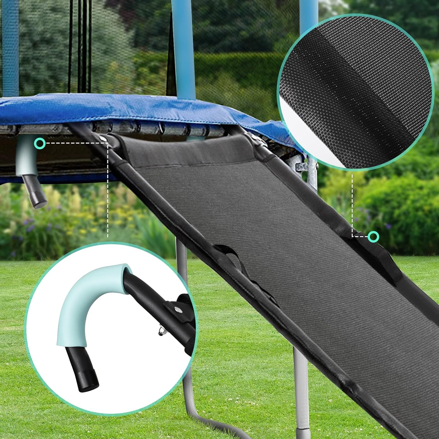 TANOSHII&reg; Universal Trampoline Slide with Handles, Safer than Ladder, Easy to Install, Fit All Kinds of Trampolines, Sturdy 20"X 60" Trampoline Slide for Kids Climb up & Slide Down