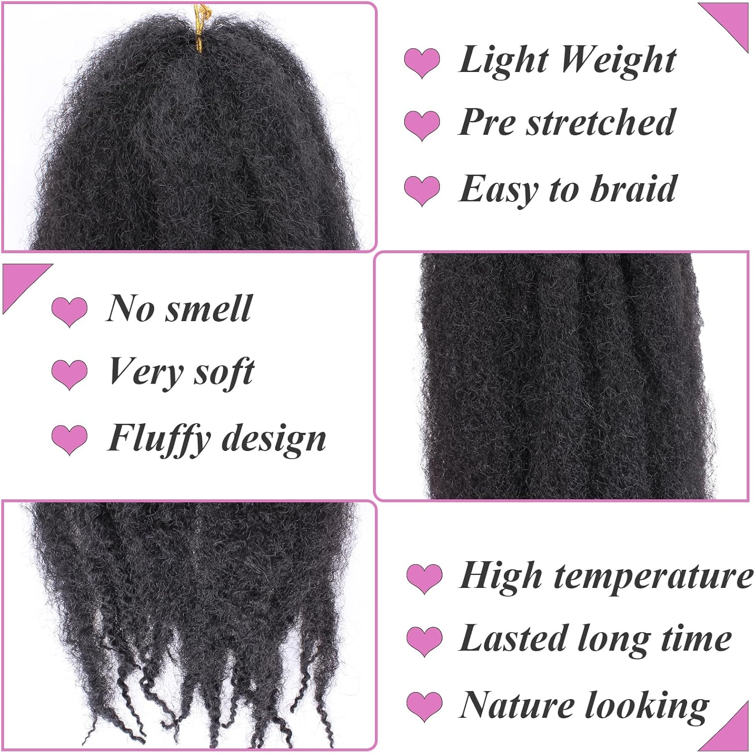 Samtress Marley Twist Braiding Hair 24 Inch Afro Kinky Twist Crochet Hair Extensions 8 Packs Ombre Springy Afro Kinky Twist Crochet Hair for Faux Locs Synthetic Braiding Hair for Women (#1B/30/27) image number 2