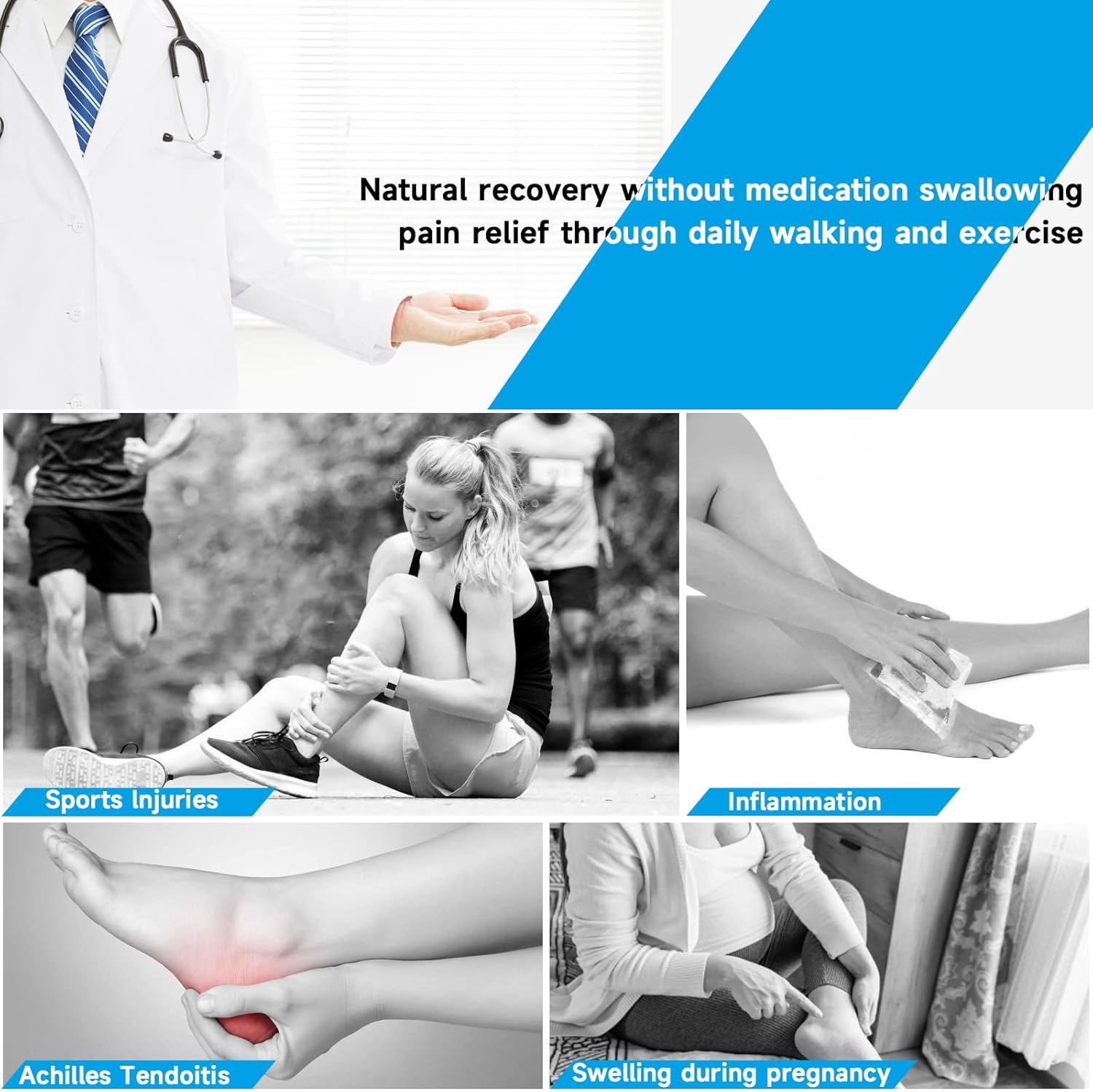 Bropite Zipper Compression Socks Women&Men 2 Pairs Knee High 15-20 Mmhg Closed Toe Compression Socks for Running, Varicose image number 7