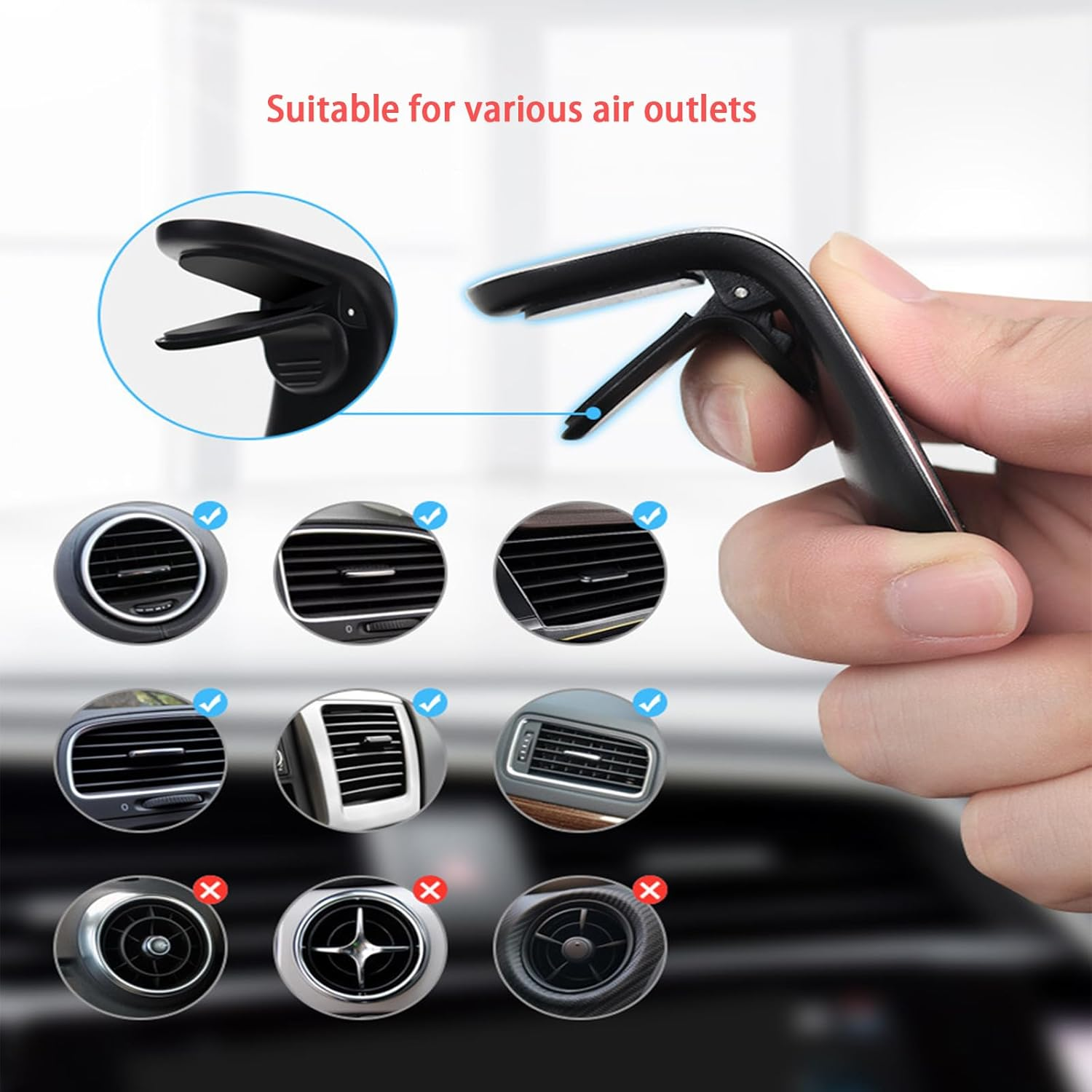 Car for Air Vent Car Mount, Speedometer Holder, Magnetic Holder for Ooono Co-Driver NO2/NO1 with Clips, Car Mobile Phone Holder, Universal Mobile Phone Holder, Car Accessories, Car Magnetic