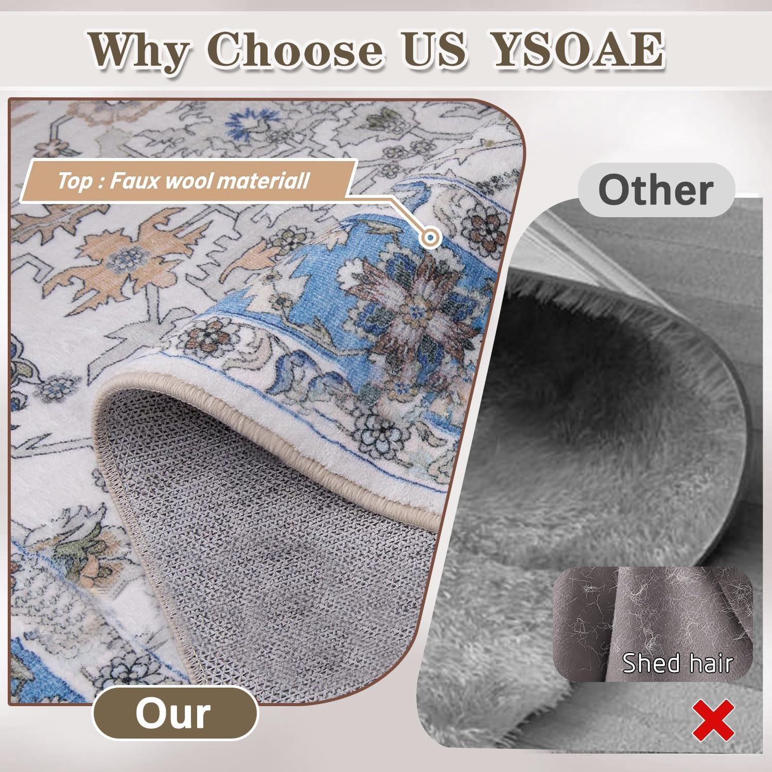 Large Area Rugs for Living Room, Boho Area Rugs, Indoor Vintage Large Area Rug, No Slip Thin Rugs Carpet for Bedroom Home Office Aesthetic Decor (Blue,160 X 230 CM) image number 1