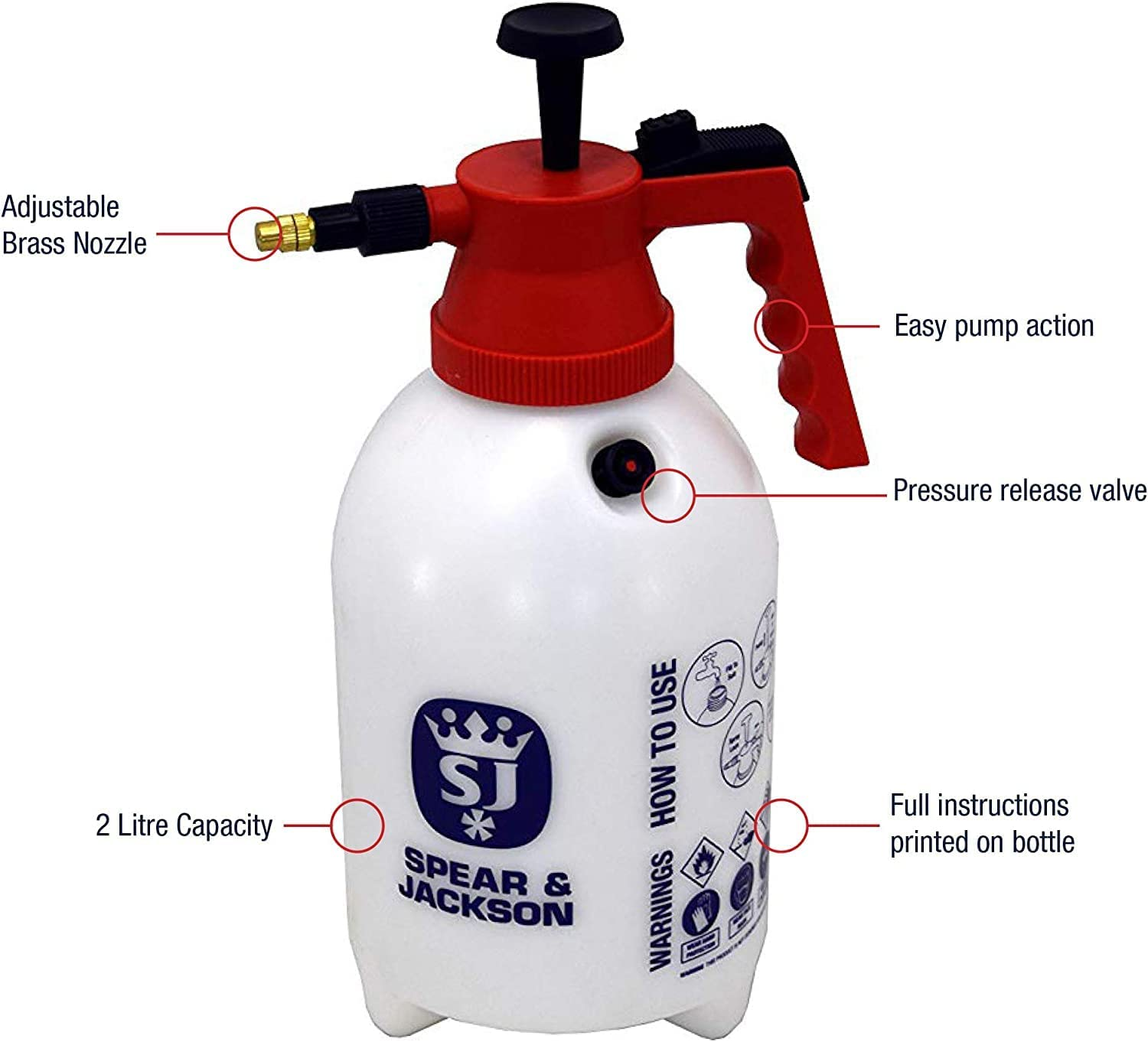 Spear & Jackson 2LPAPS 2 Litre (0.5 Gallon) Pump Action Pressure Sprayer image number 5