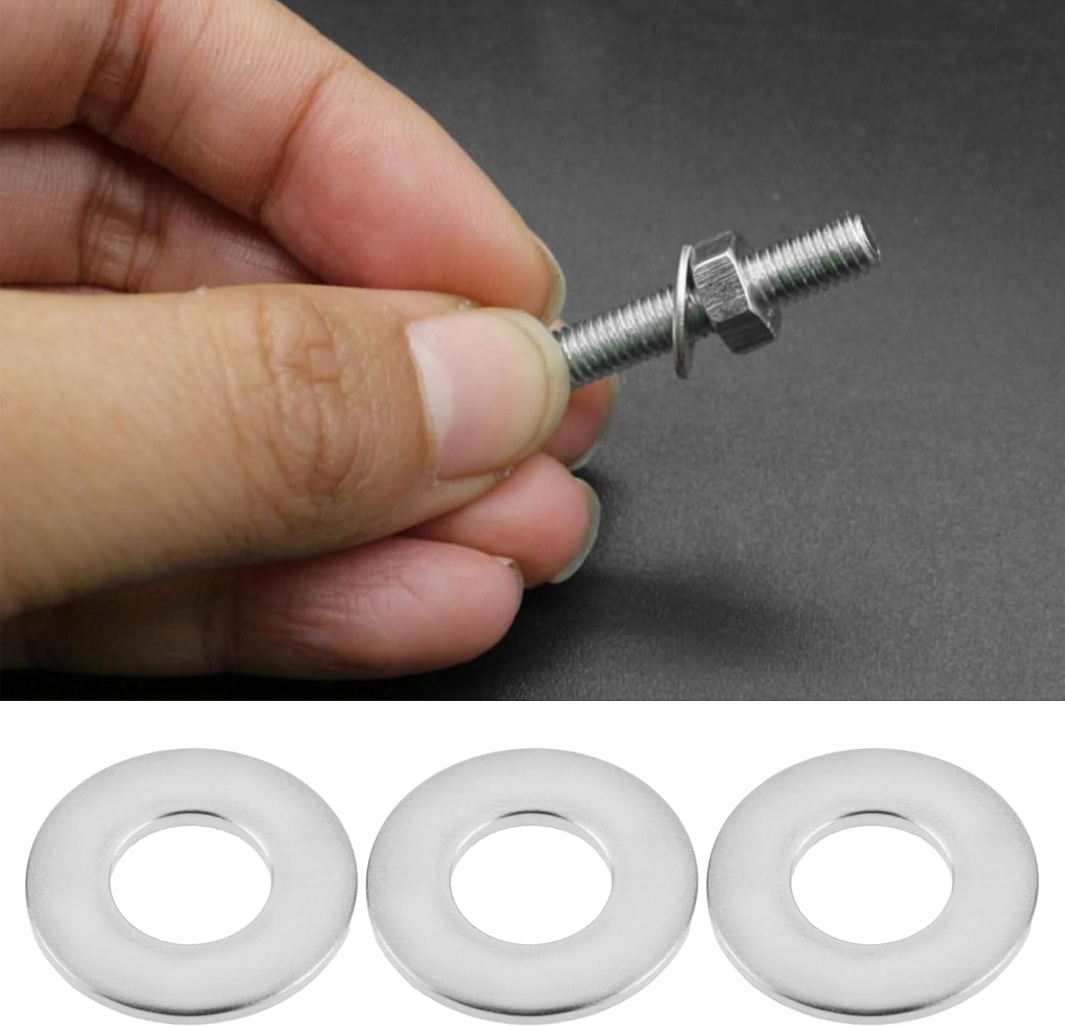 Briny River 200Pcs M1.6 Stainless Steel Sealed Flat Washer for Industry Furniture Screws Computer 1.8X4X0.35Mm image number 1