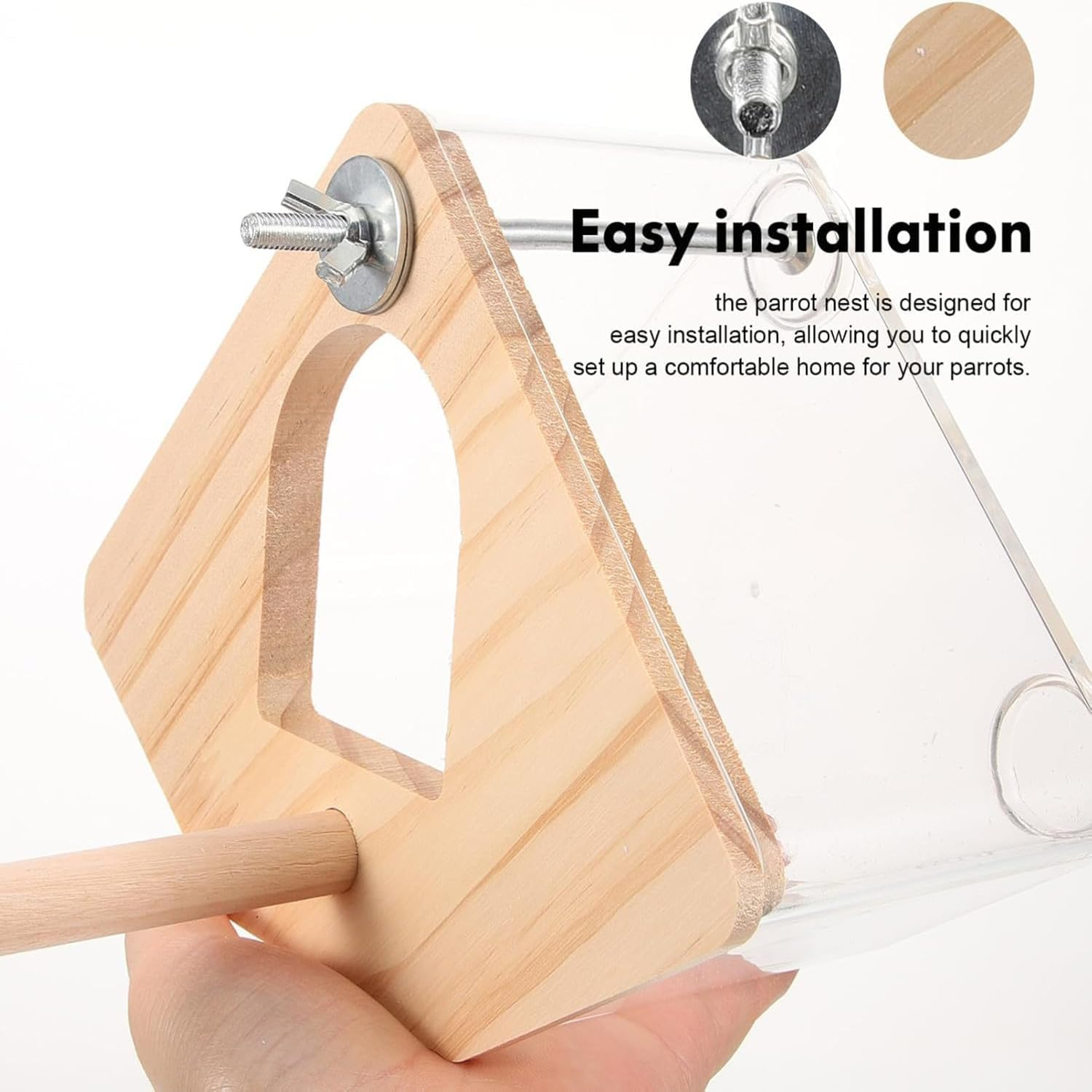 Parakeet Nest Box, Easy-Wash Avian Breeder Shelter Finch Parakeet Mating Hideouts, Ventilated Cockatoo Roosting Chamber for Garden Cage Room Setup (Transparent, 20.4Cm*20.2Cm*14Cm) image number 3