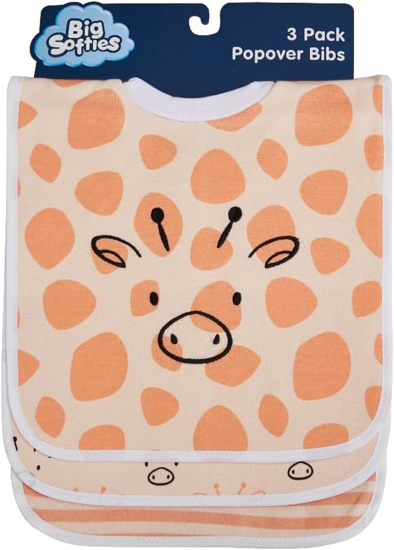 Big Softies 3 Pack Popover Bibs - Giraffe