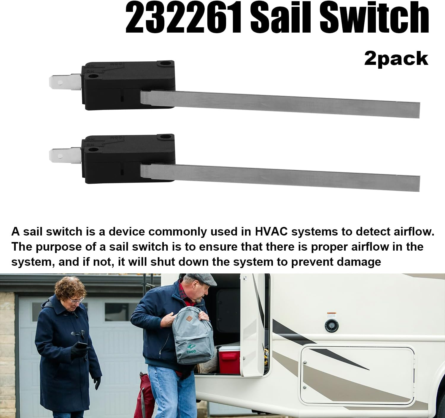 2Pcs 232261 RV Furnace Sail Switch for Suburban, RV Furnace Replacement Part Accessories for Suburban SF Series SF-20, 25, 30, 35, 42 / SF-20F, 25F, 30F, 35F, 42F image number 3