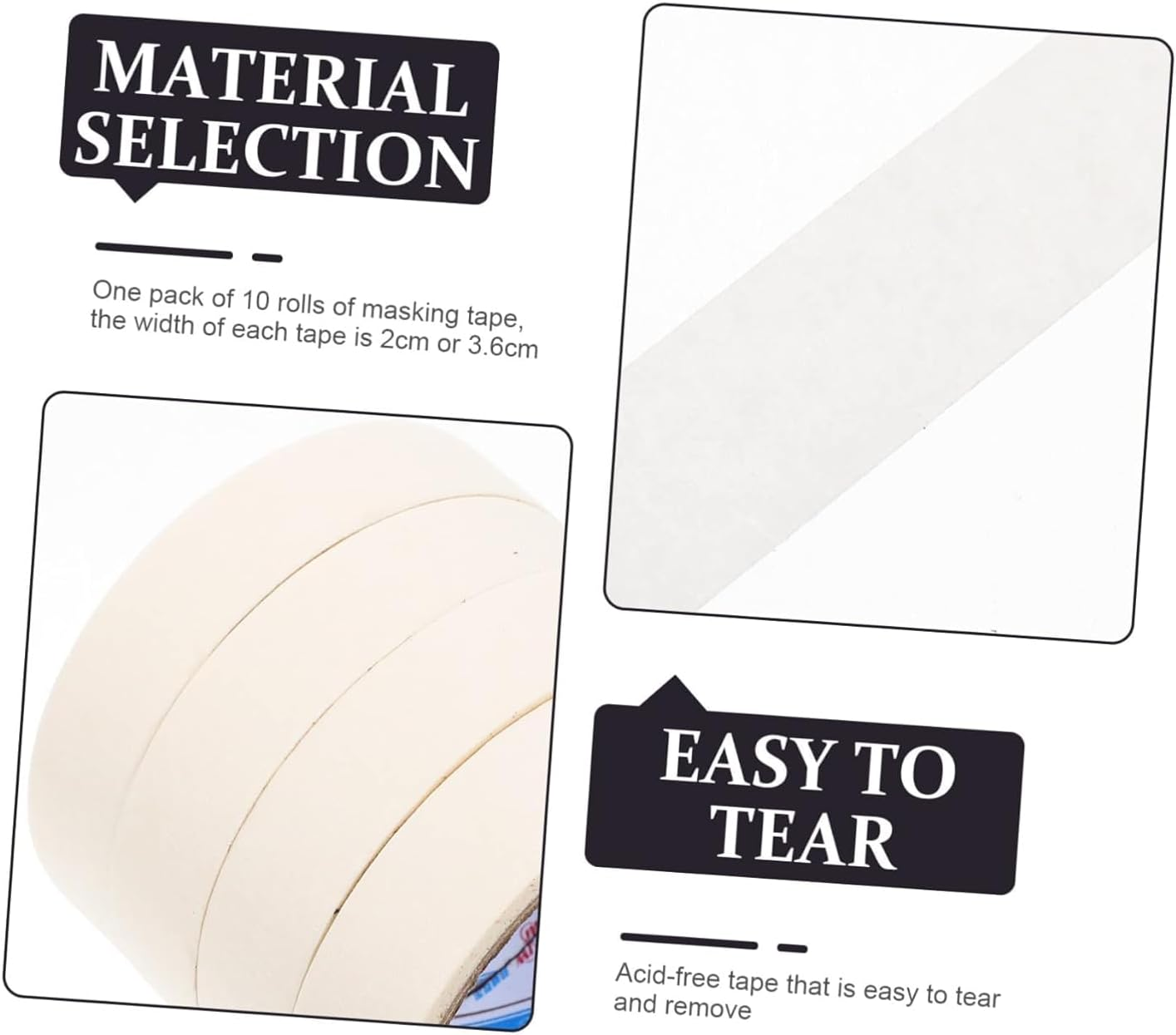 10Pcs Art Tape Paper Tape Adhesive White Painters Tape Beige Spray Paint White Car Paint Car Trim Adhesive Drawing Tapes Car Spraying Paint Tapes Self-Adhesive Tapes Student Japan image number 3