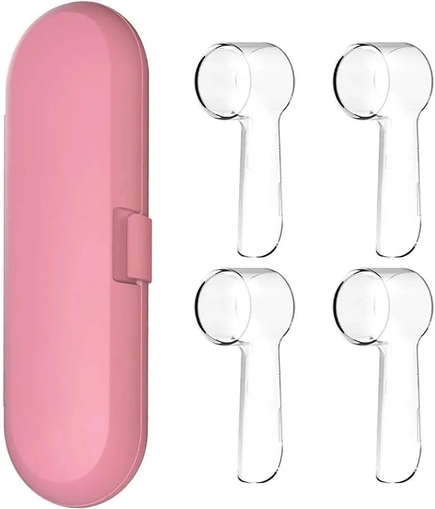 Electric Toothbrush Travel Case with 4 Pcs Toothbrush Head Covers, Compatible with Oral-B Electric Toothbrushes, Toothbrush Holder, Pink Durable and Portable Travel Case for Electric Toothbrush-Ruibex image number 4