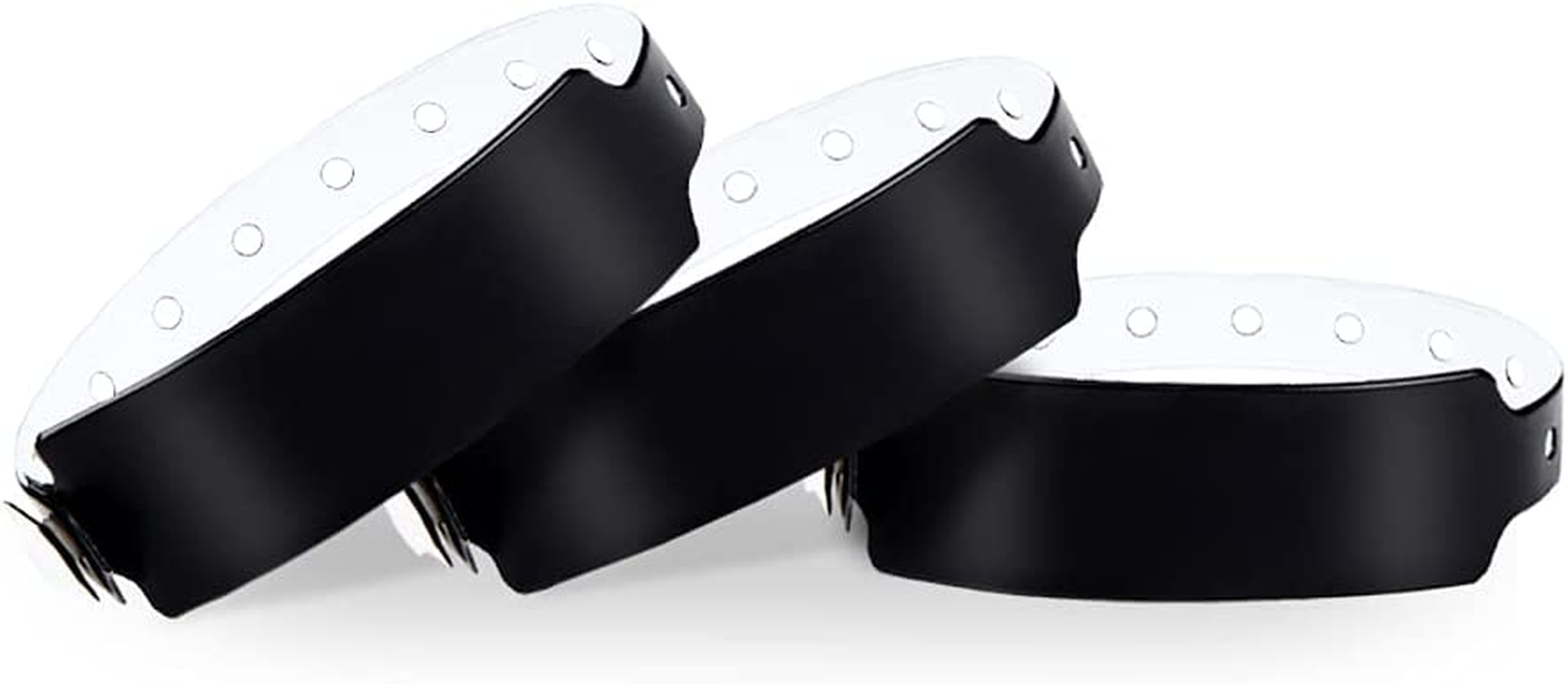 Black Plastic Wristbands 100 Pack - Colored Vinyl Bracelets for Events, Concerts, Parties - Waterproof Custom Arm Bands