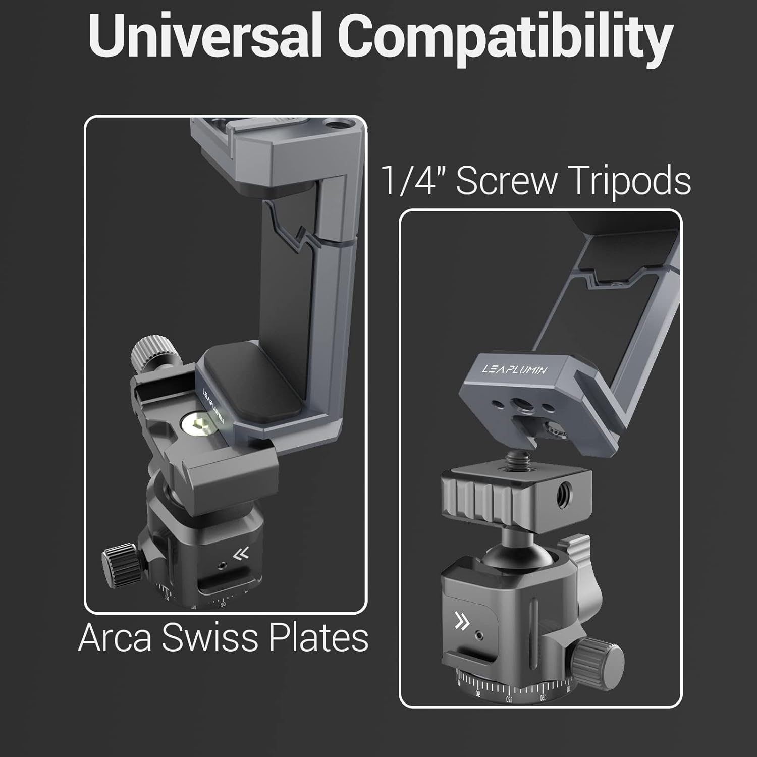 Aluminum Phone Mount for Tripod, Adjustable Phone Tripod Mount with Cold Shoe & Arca Swiss Quick Release Plate,Universal Adjustable Clamp Suitable for Iphone 14 Pro/13 Pro/12/11/Samsung image number 3