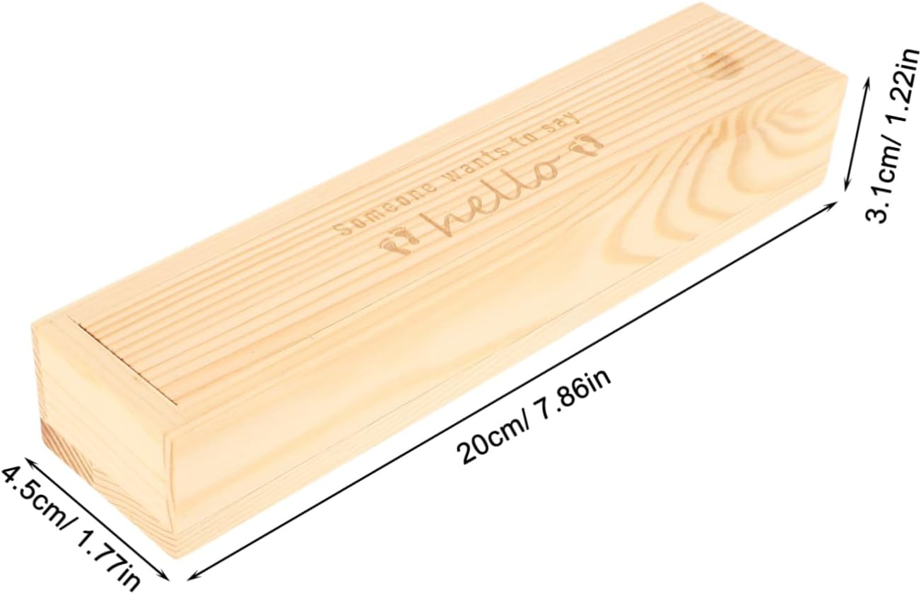 Wooden Pregnancy Test Box Female Pregnancy Announcement Case for Newborn Keepsake Charming Footprint Motif Storage Box image number 1