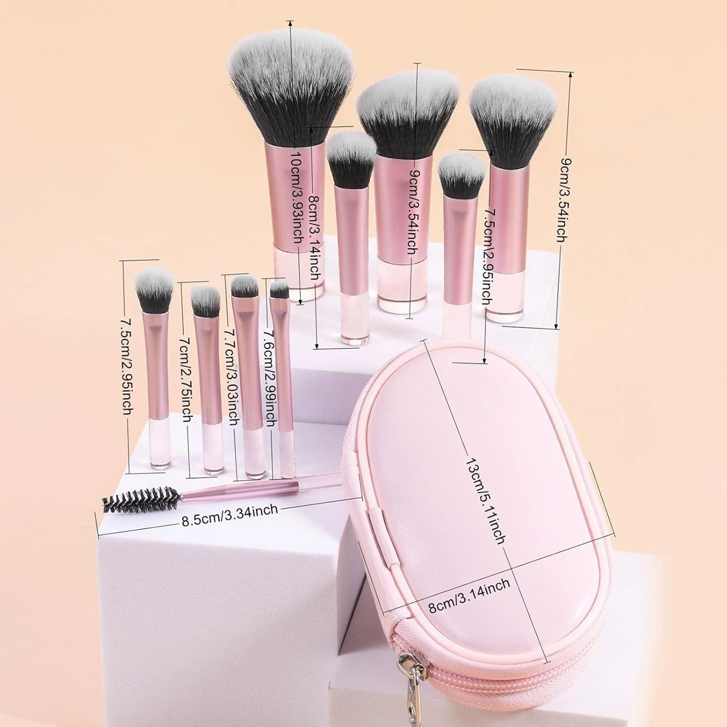 Travel Makeup Brushes - Ergonomic Travel Makeup Brush Set - Professional Anti-Slip Cosmetic Tool for Beauty Women Artist Powder Blush Eye Shadow image number 5