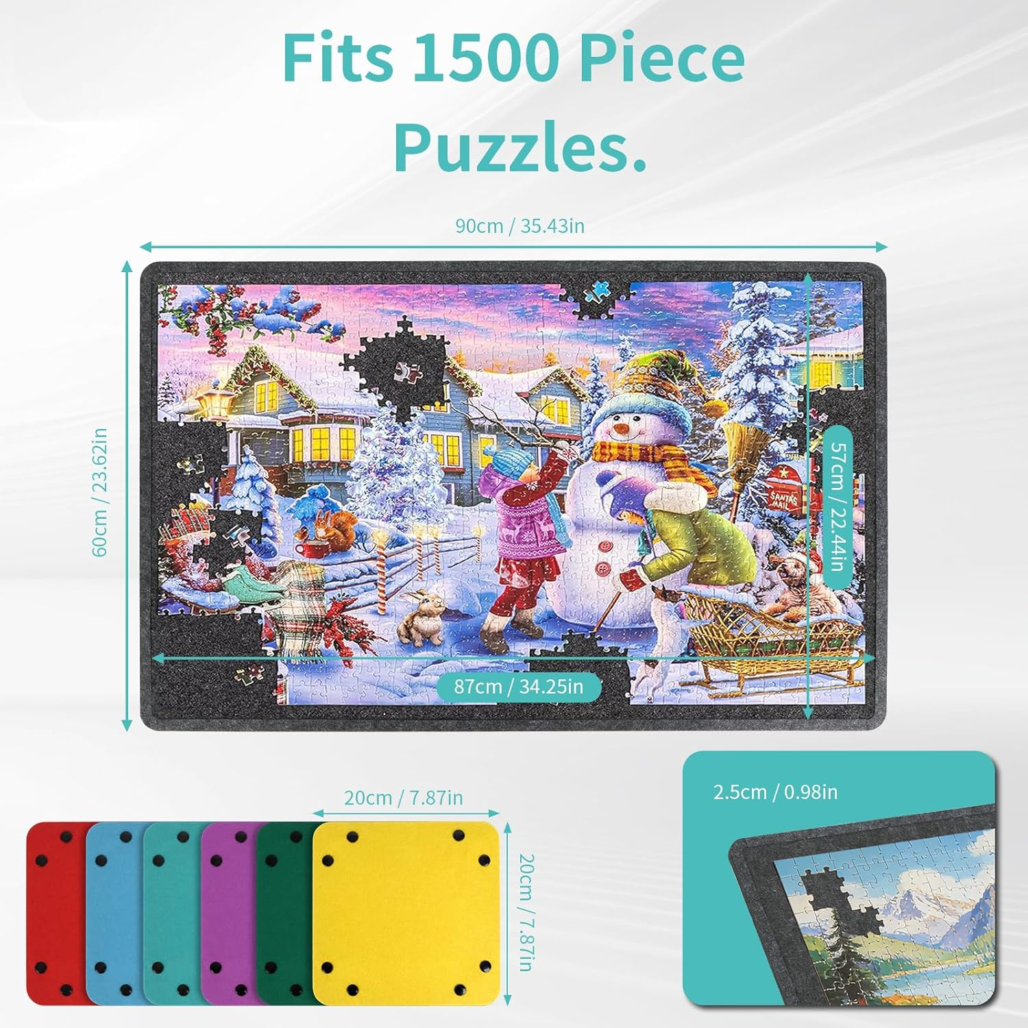 1500 Piece Foldables & Tilting Puzzle Board with 6 Colored Sorting Trays,Lightweight & Portable Puzzls Table with Built-In Stands for Angle Adjustments (1500 Pcs-Dark Gray-2) image number 4