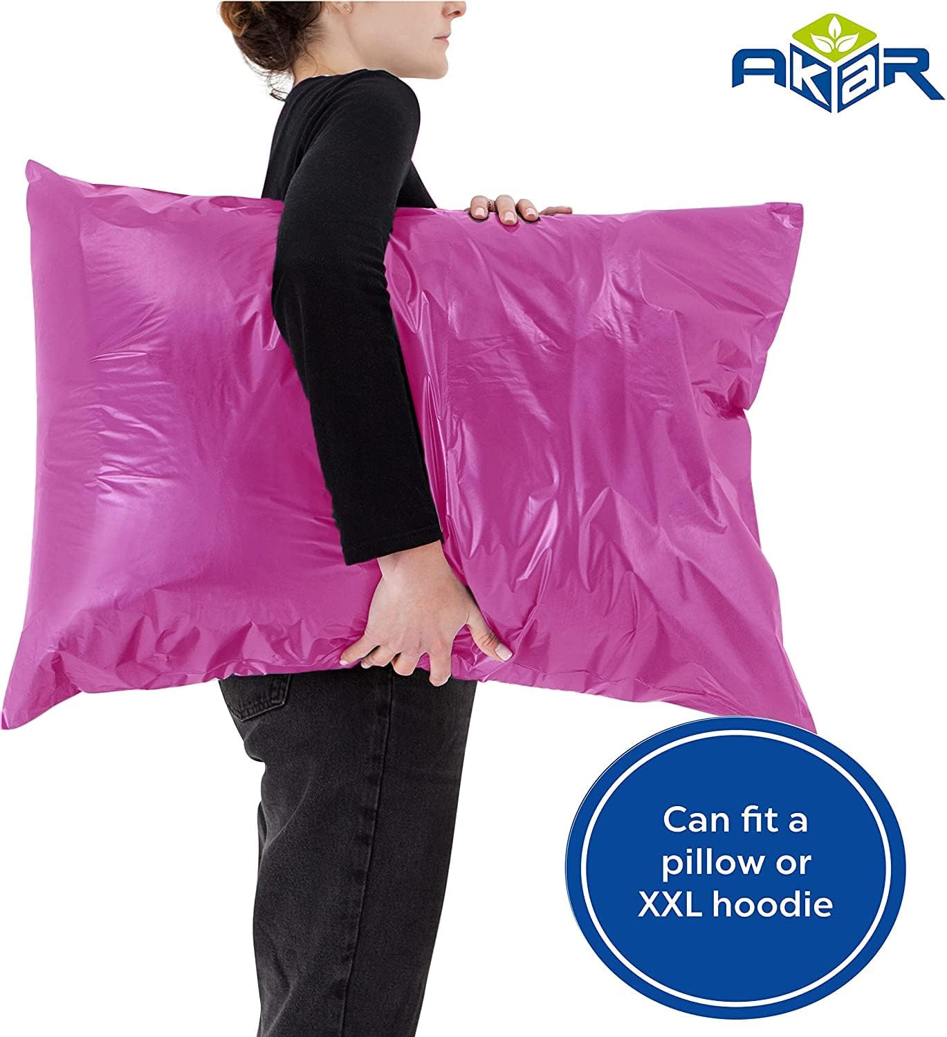 AKAR 22 X 30 Inch Mailing Bags &ndash; Strong Polythene Posting Mail Bags with Aluminium Adhesive Strip &ndash; 60 Microns &ndash; Easy Seal &ndash; Xx-Large 56 X 76Cm &ndash; for Non-Fragile Item (Pink, 10 Pack) image number 5