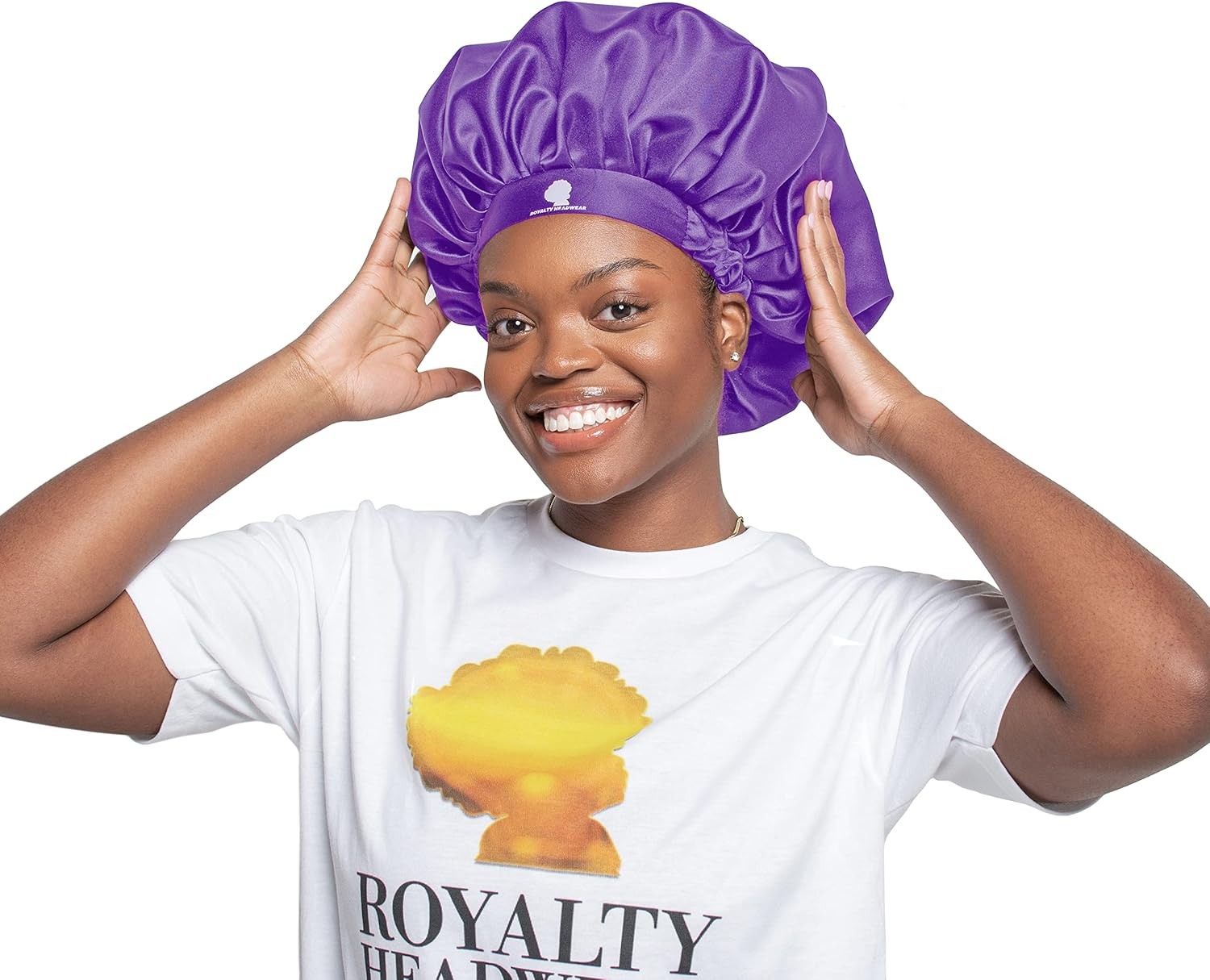 Royalty Headwear Silk Satin Bonnet for Women - Jumbo Extra Secure Non-Slip Satin Hair Bonnet for Sleeping, Bath