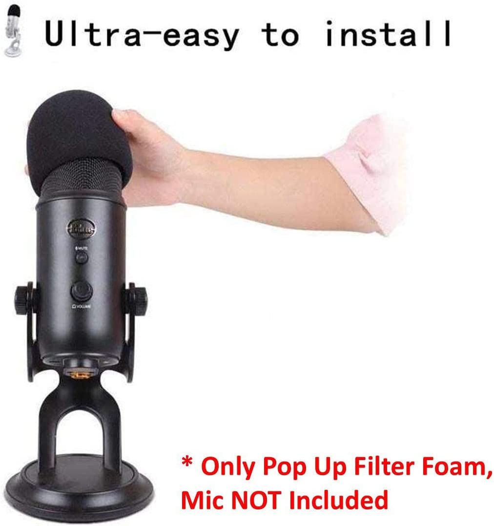 Pop Filter Windscreen Microphone Sponge Foam Cover for Blue Yeti Pro Condenser Mic Black image number 3